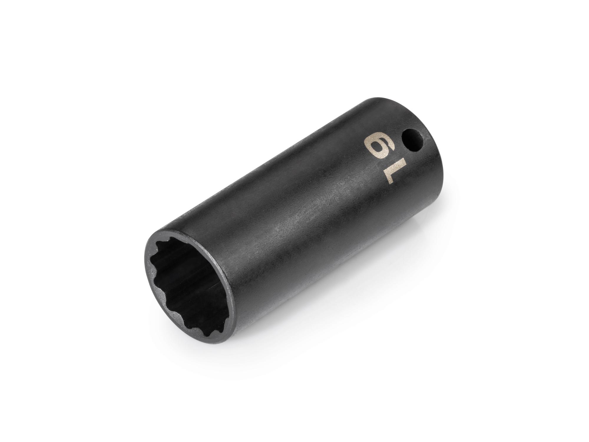 Front-right angle view of Tekton impact drive 12-point socket. Item #SID13319