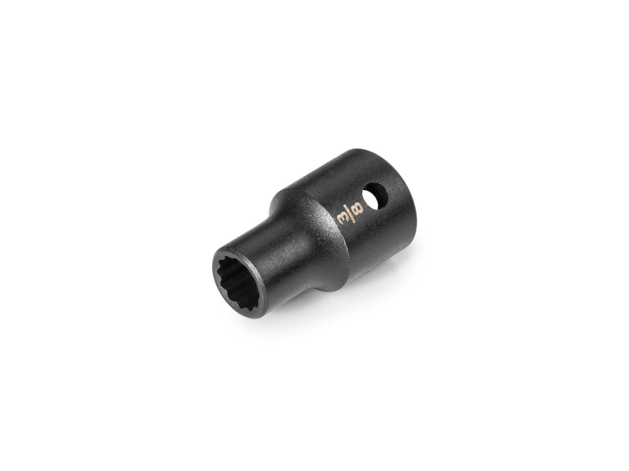 Front-right angle view of Tekton impact drive 12-point socket. Item #SID22210