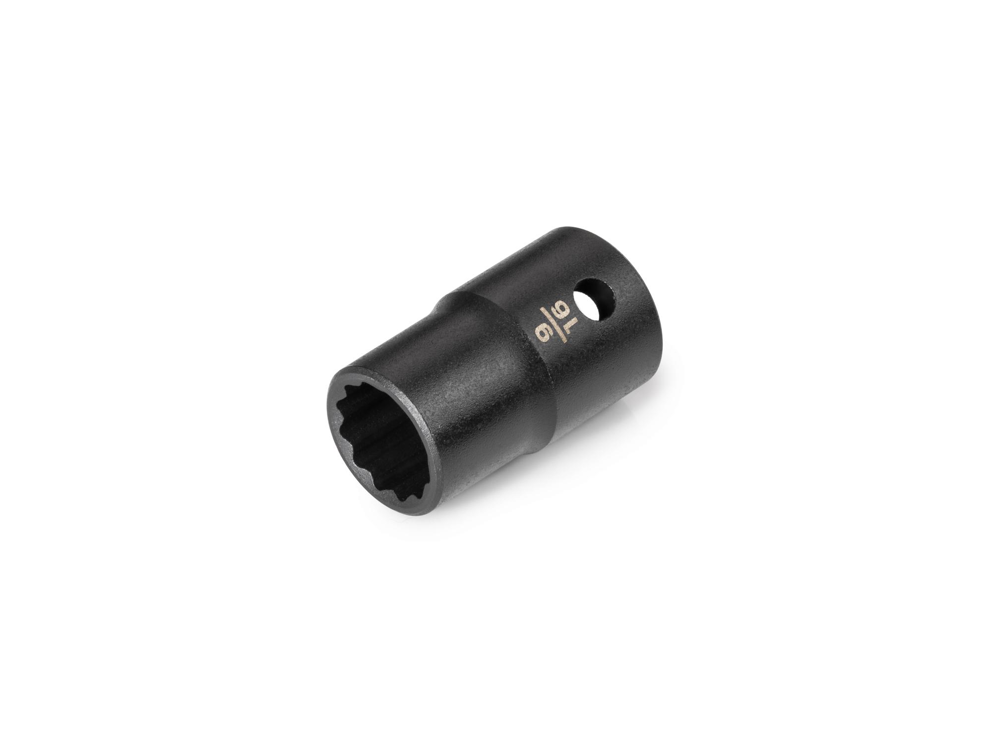 Front-right angle view of Tekton impact drive 12-point socket. Item #SID22214
