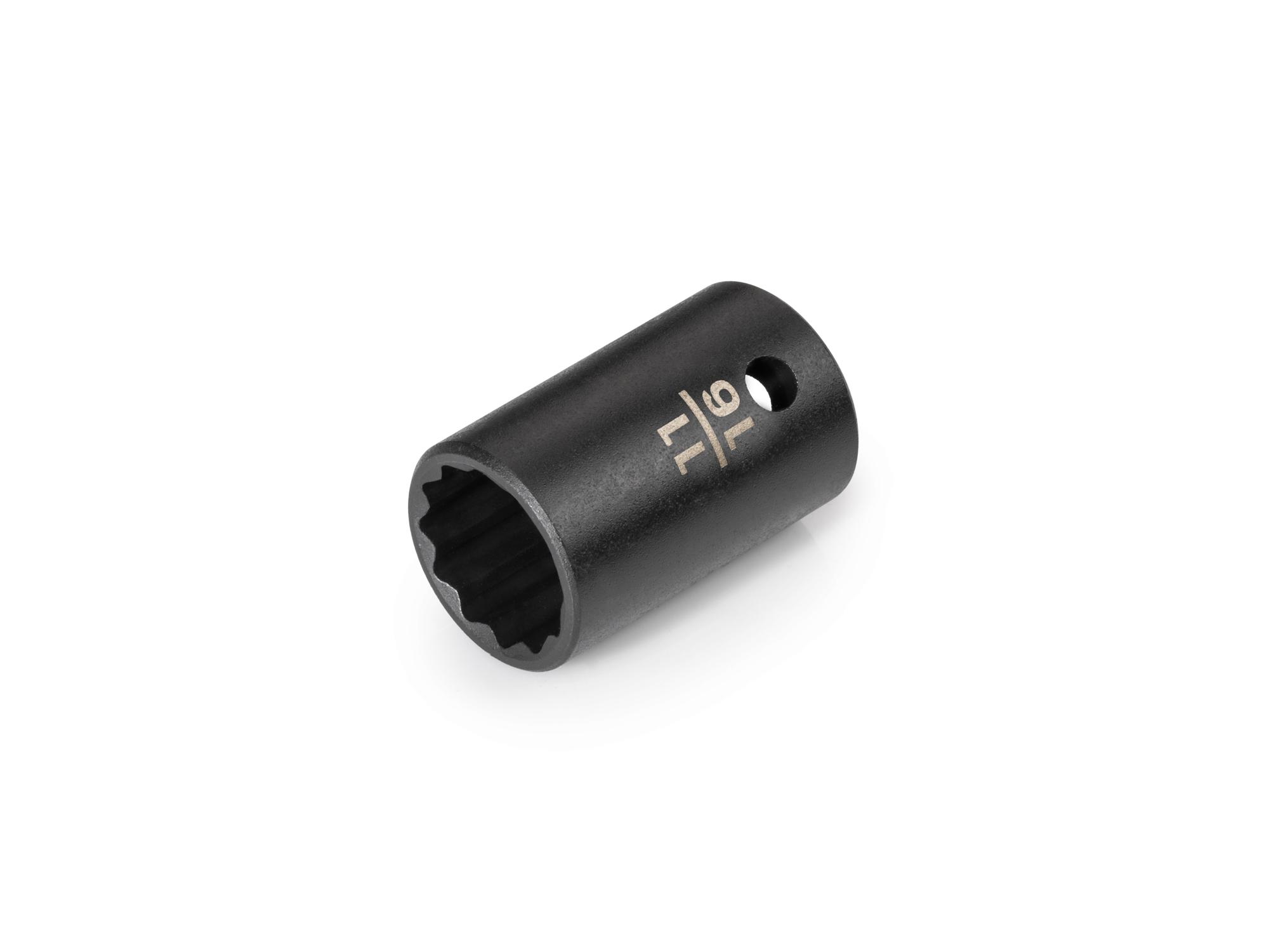 Front-right angle view of Tekton impact drive 12-point socket. Item #SID22217