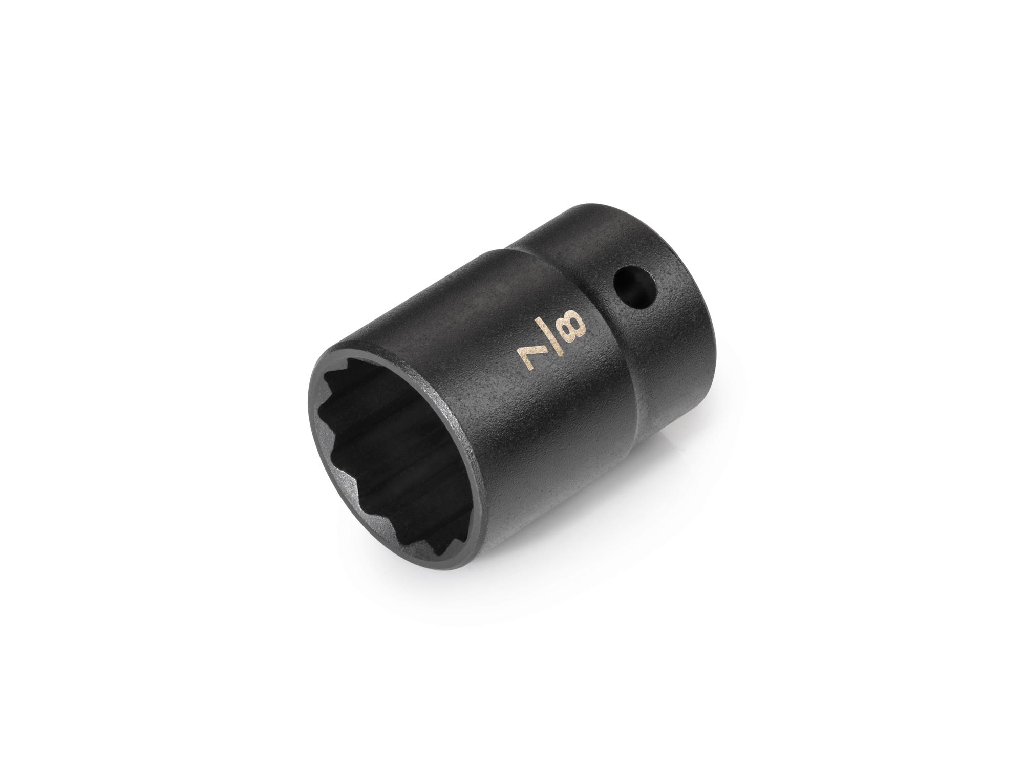 Front-right angle view of Tekton impact drive 12-point socket. Item #SID22222