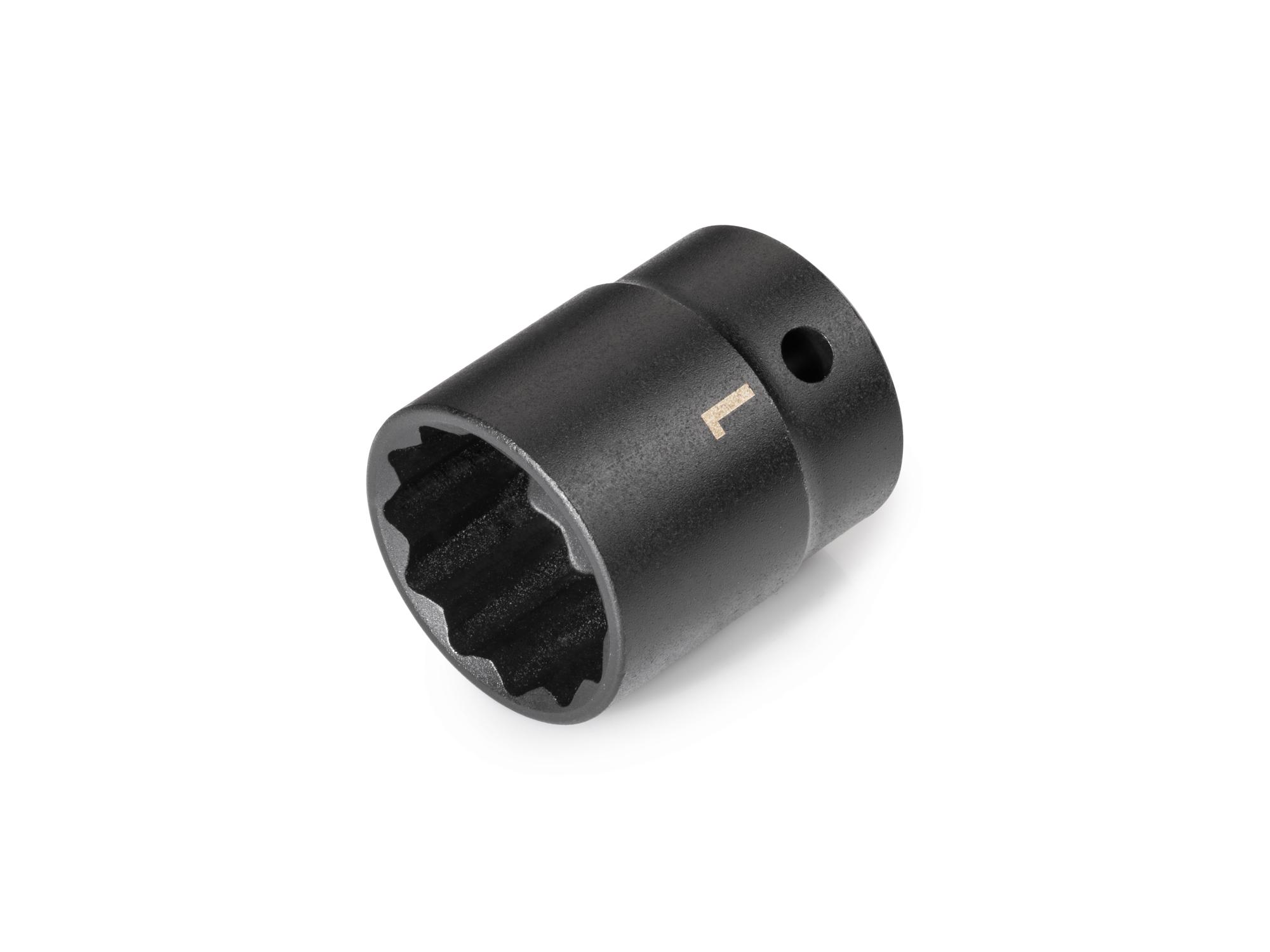Front-right angle view of Tekton impact drive 12-point socket. Item #SID22225