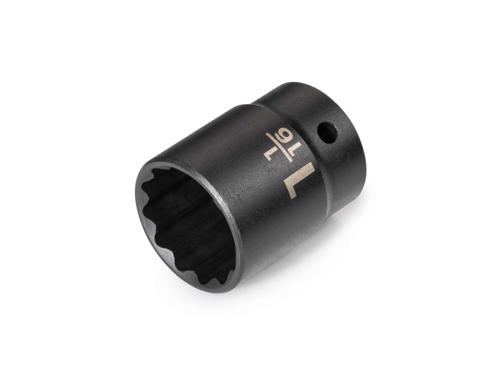 Front-right angle view of Tekton impact drive 12-point socket. Item #SID22227