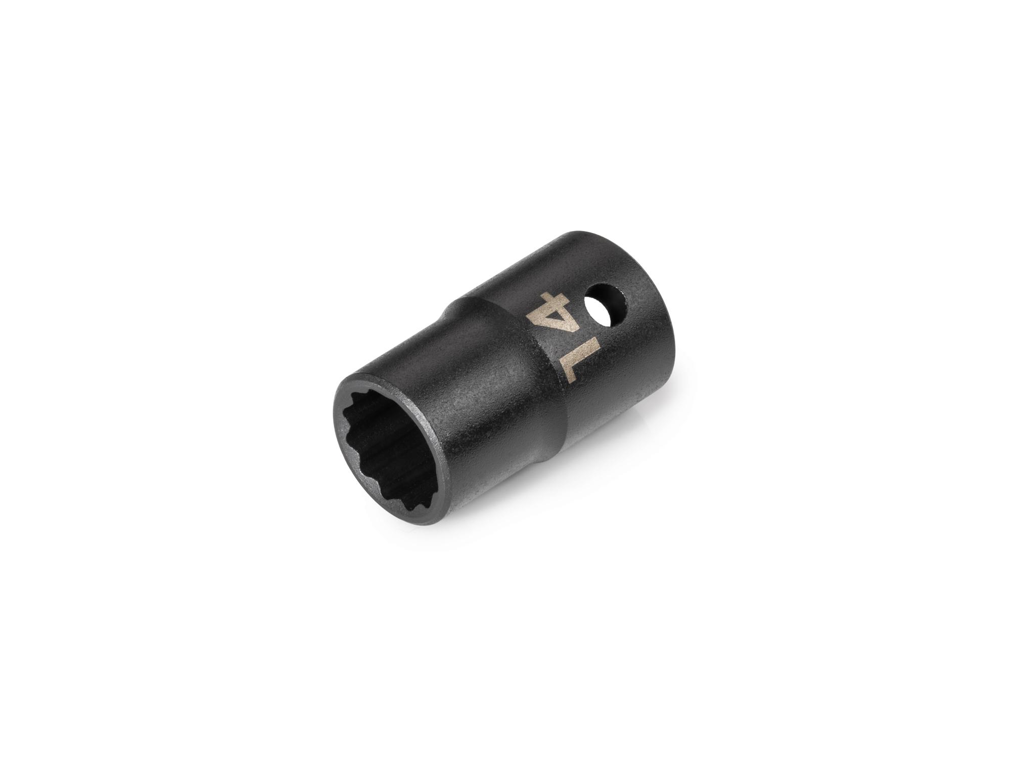 Front-right angle view of Tekton impact drive 12-point socket. Item #SID22314