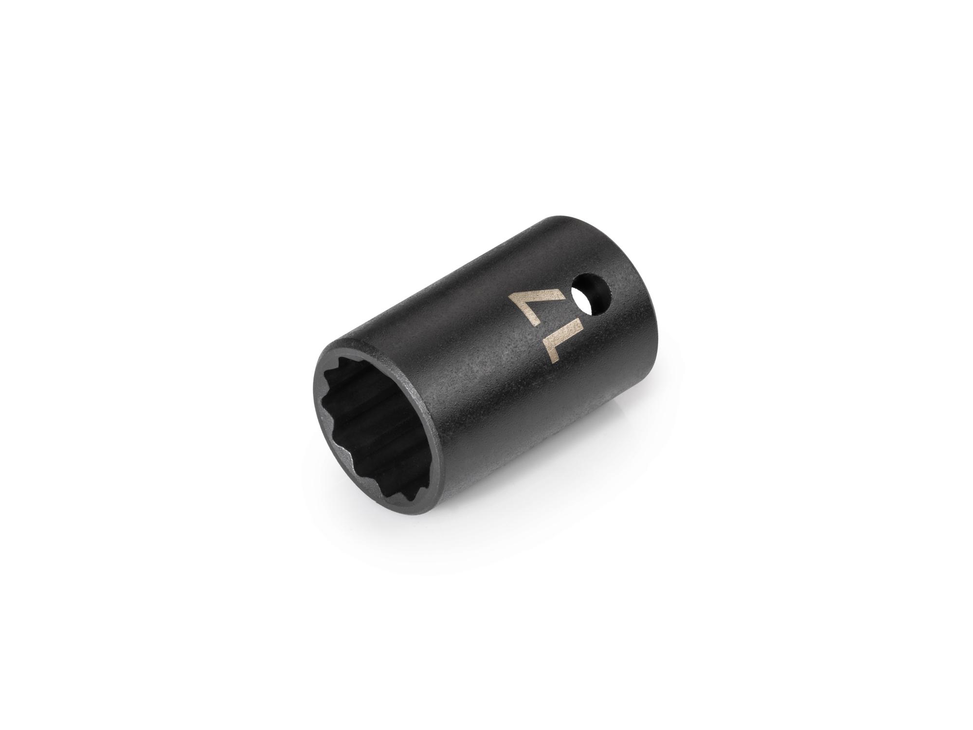 Front-right angle view of Tekton impact drive 12-point socket. Item #SID22317