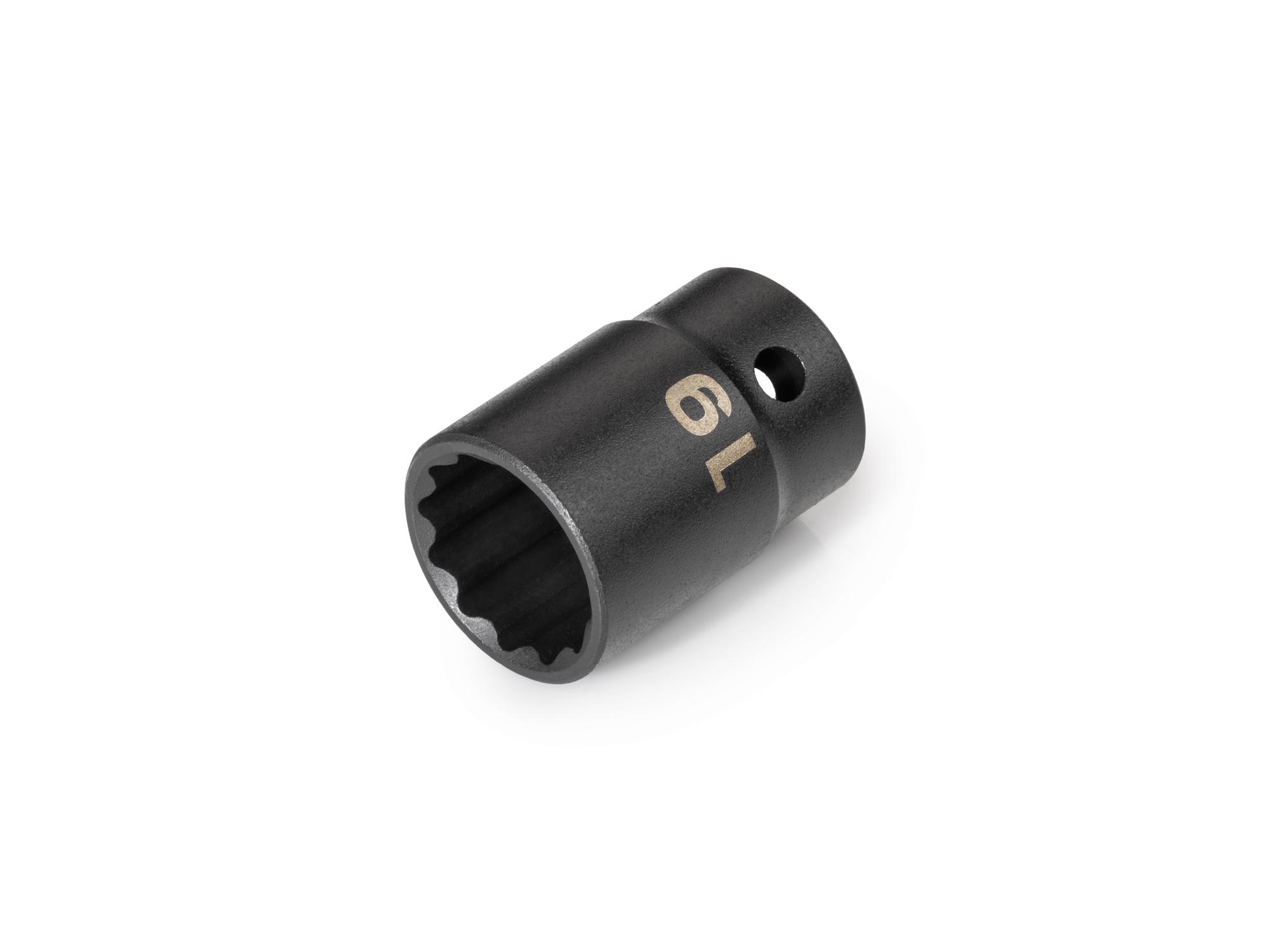 Front-right angle view of Tekton impact drive 12-point socket. Item #SID22319