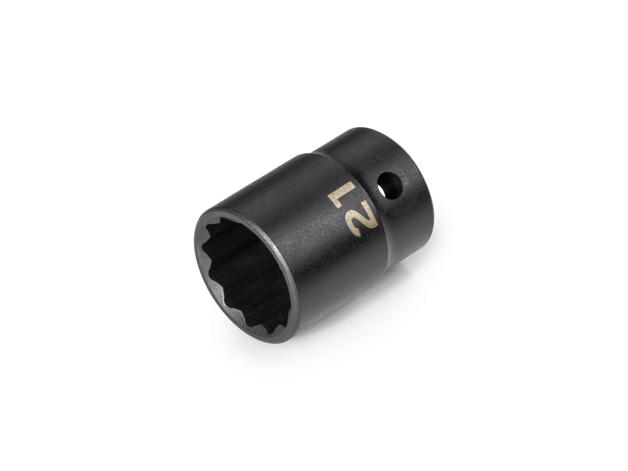 Front-right angle view of Tekton impact drive 12-point socket. Item #SID22321