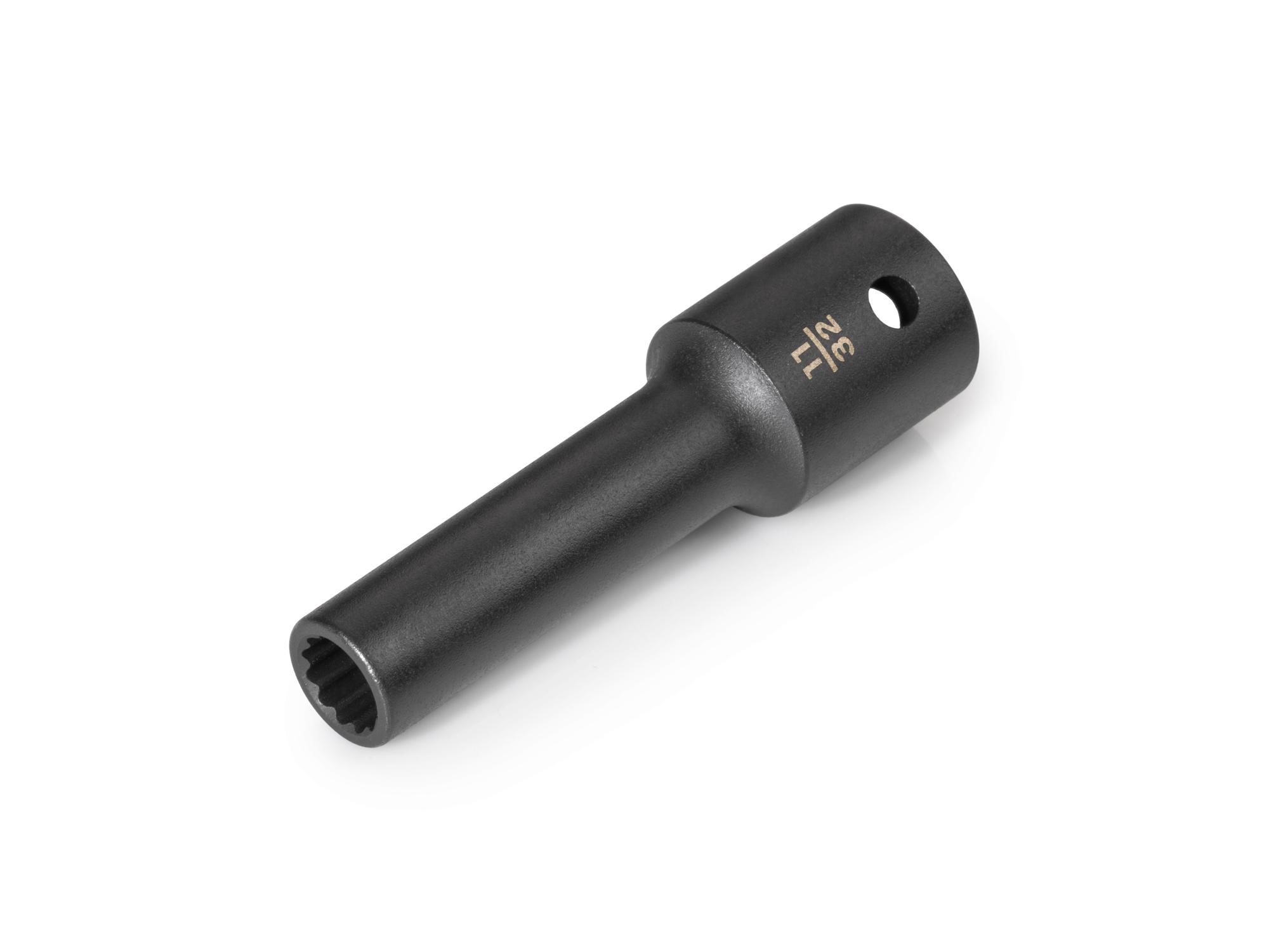 Front-right angle view of Tekton impact drive 12-point socket. Item #SID23209