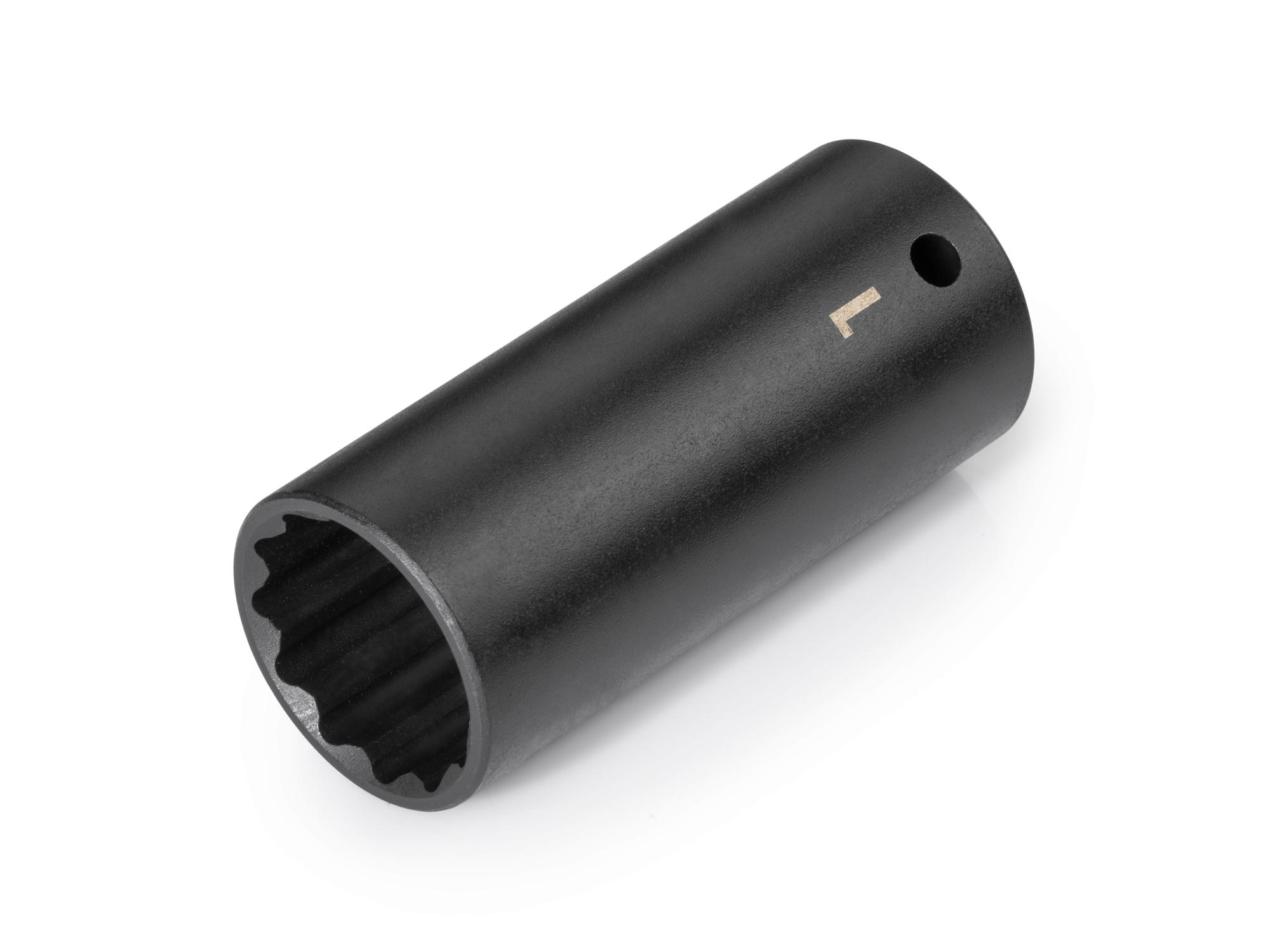 Front-right angle view of Tekton impact drive 12-point socket. Item #SID23225
