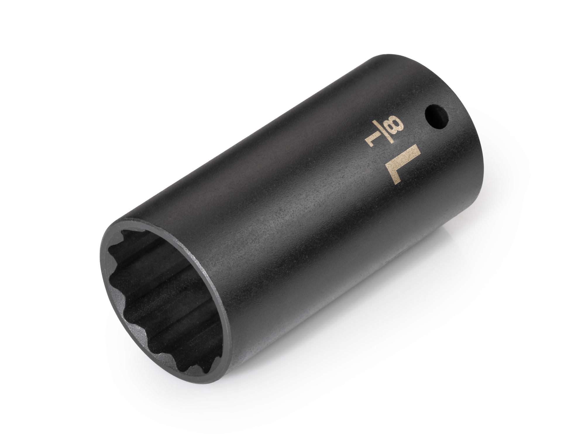 Front-right angle view of Tekton impact drive 12-point socket. Item #SID23229