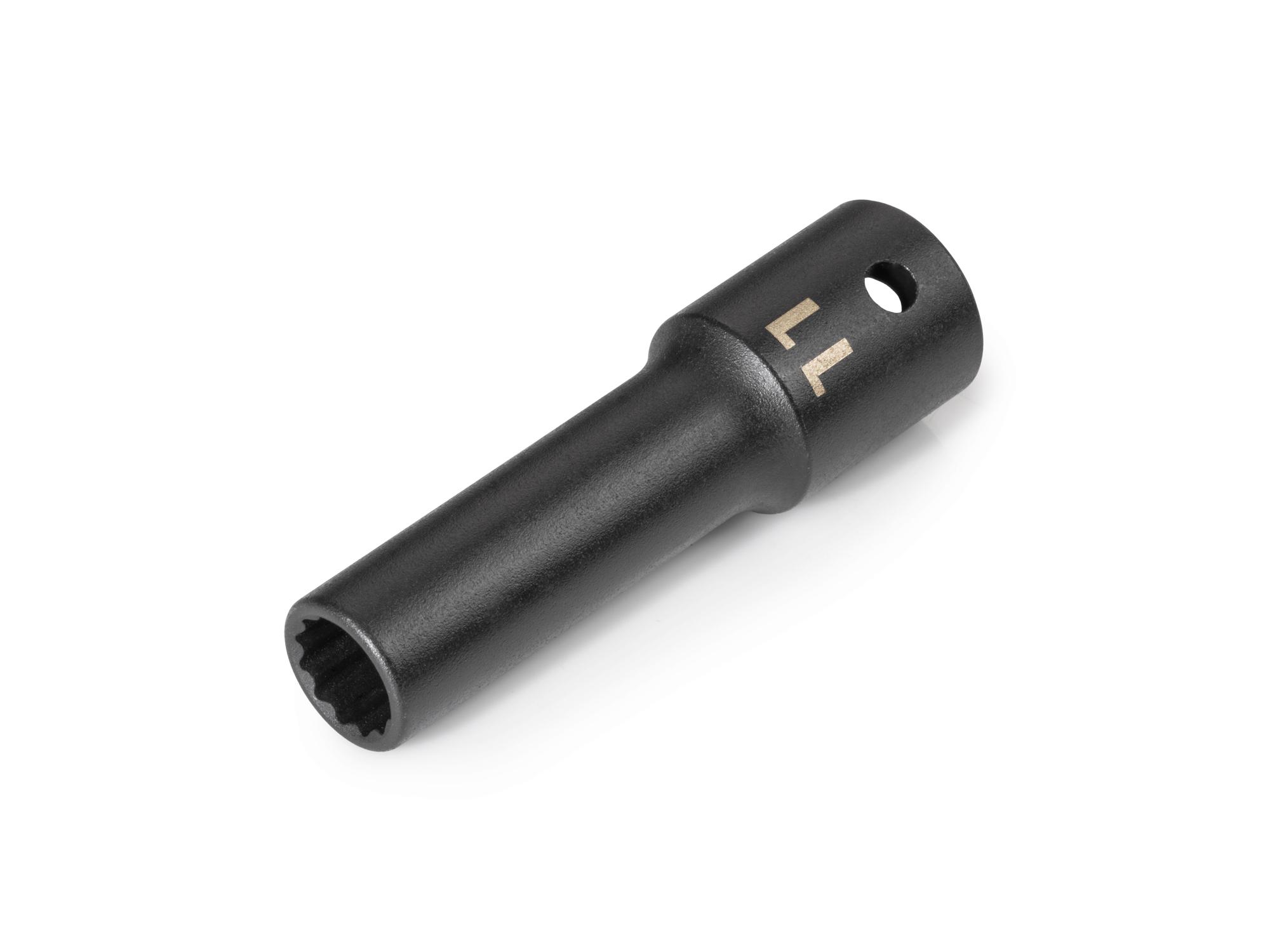 Front-right angle view of Tekton impact drive 12-point socket. Item #SID23311