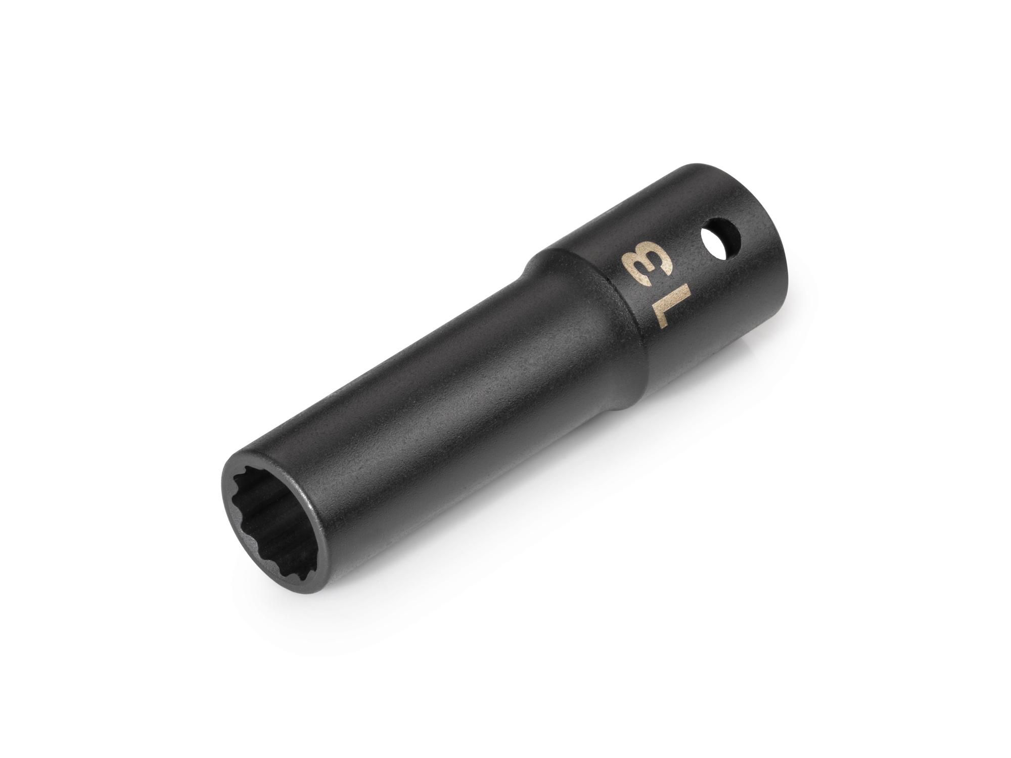 Front-right angle view of Tekton impact drive 12-point socket. Item #SID23313