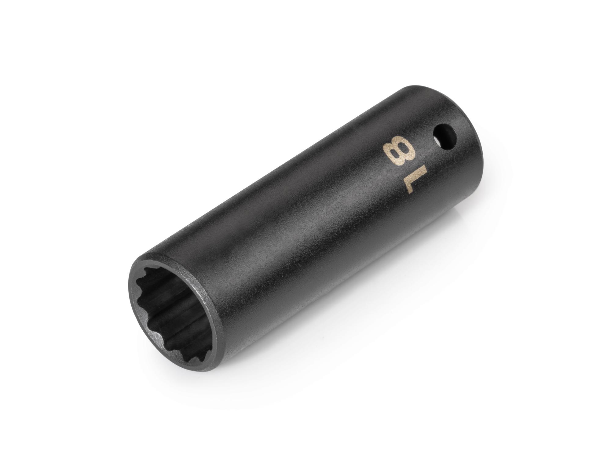 Front-right angle view of Tekton impact drive 12-point socket. Item #SID23318