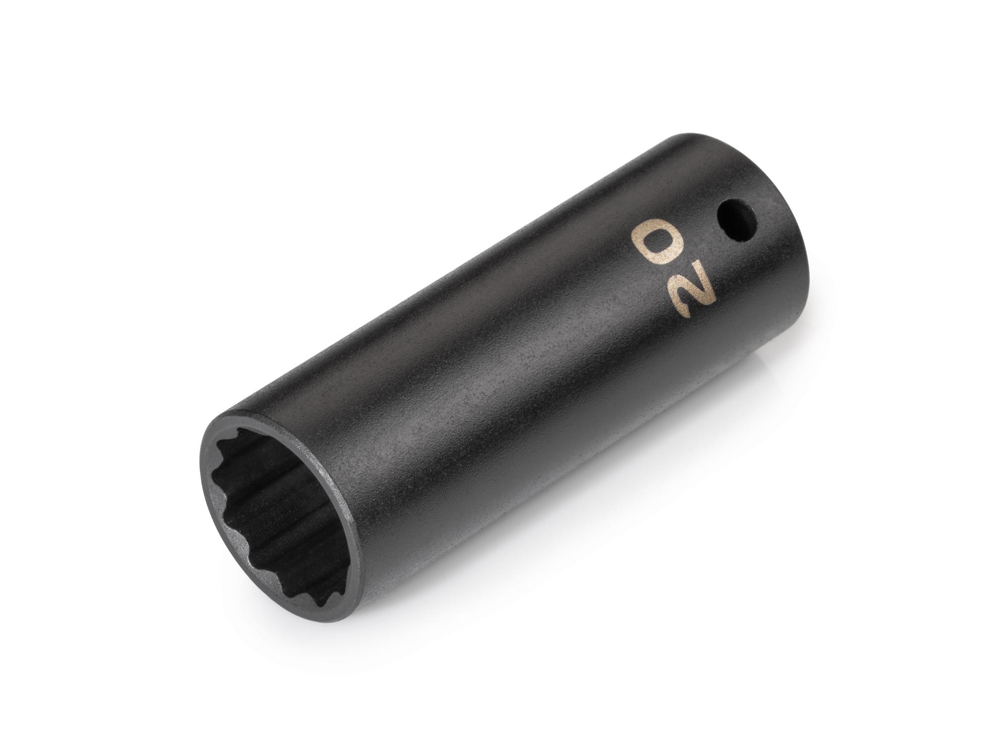 Front-right angle view of Tekton impact drive 12-point socket. Item #SID23320