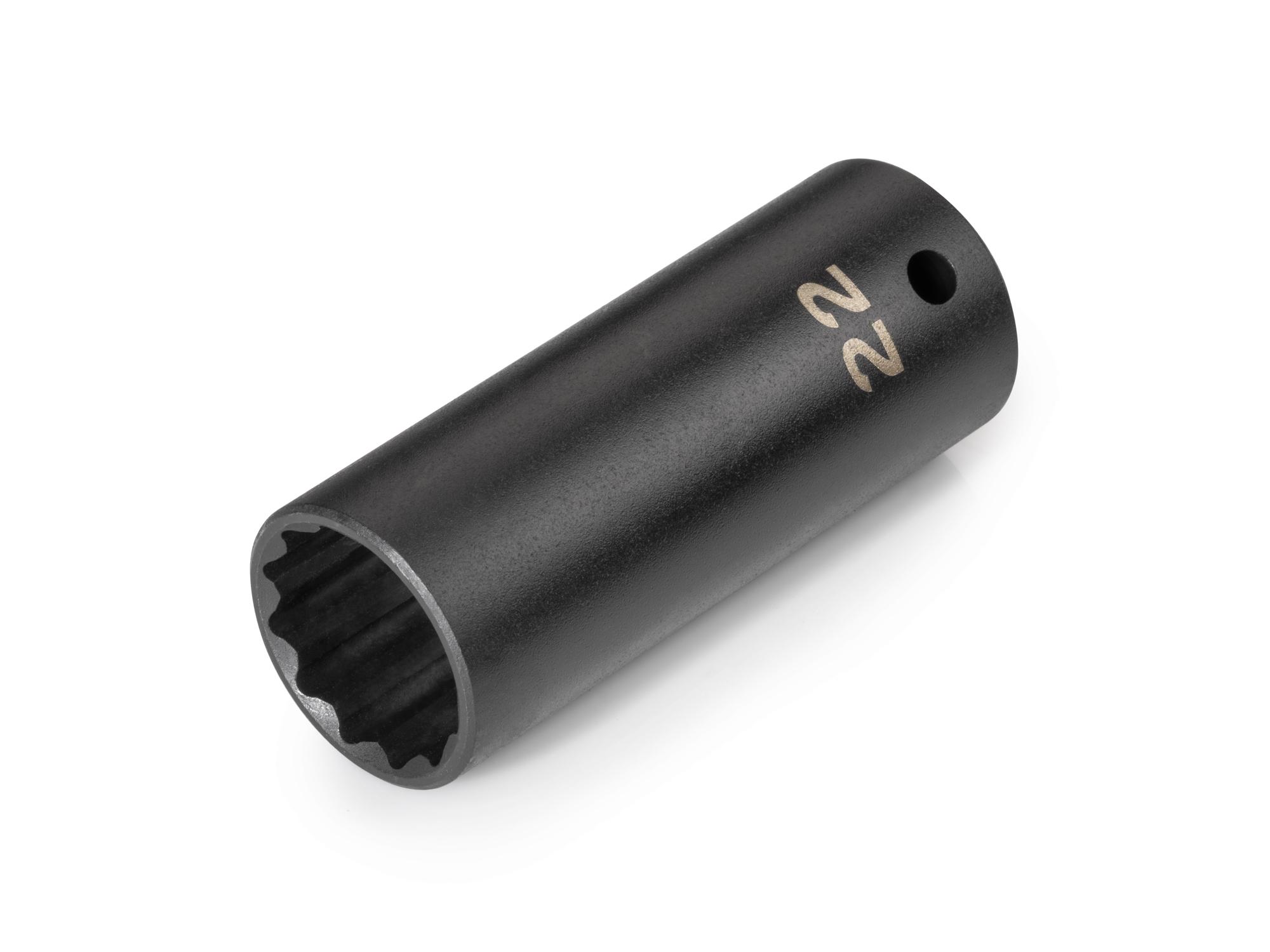 Front-right angle view of Tekton impact drive 12-point socket. Item #SID23322