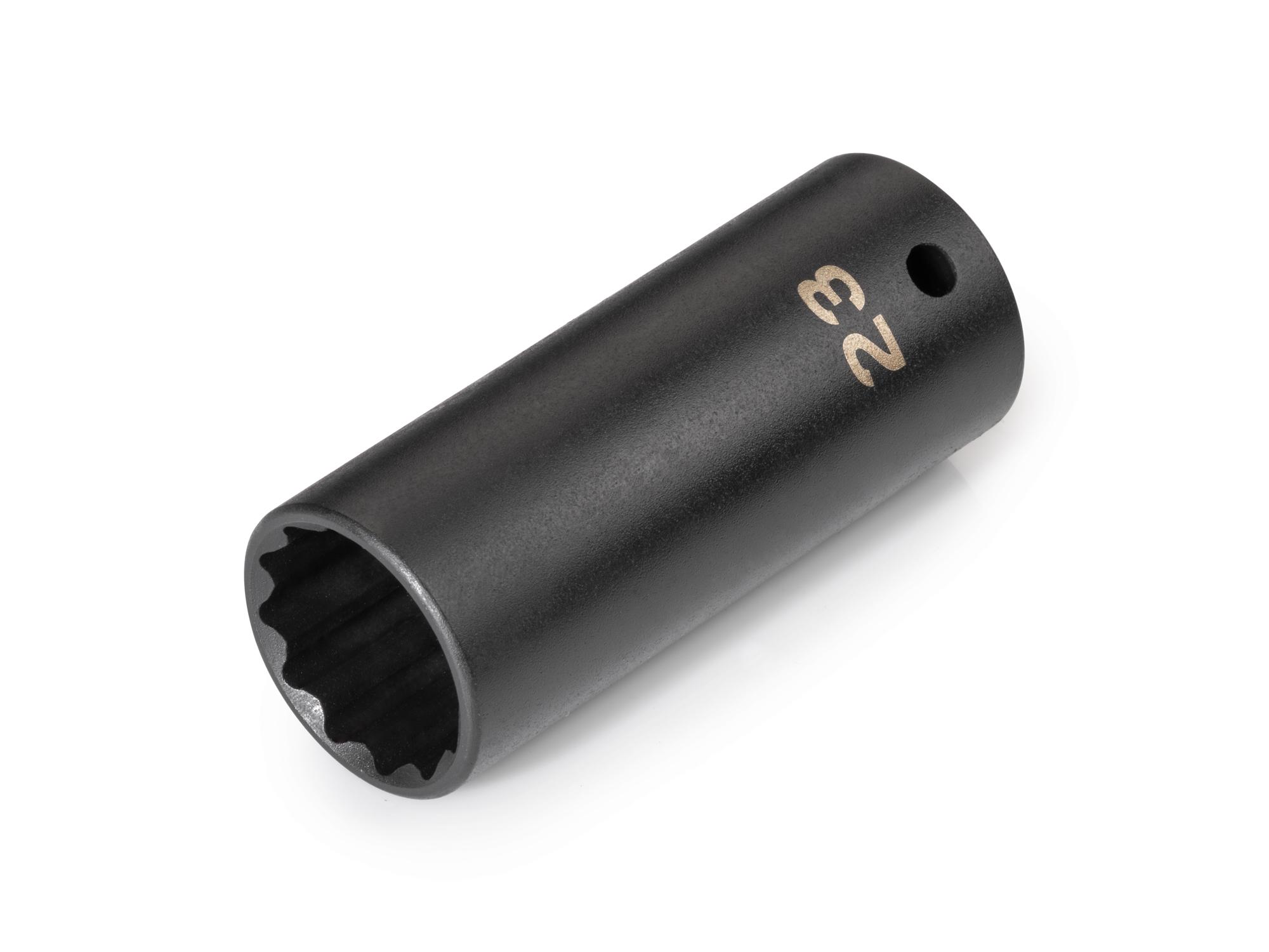 Front-right angle view of Tekton impact drive 12-point socket. Item #SID23323