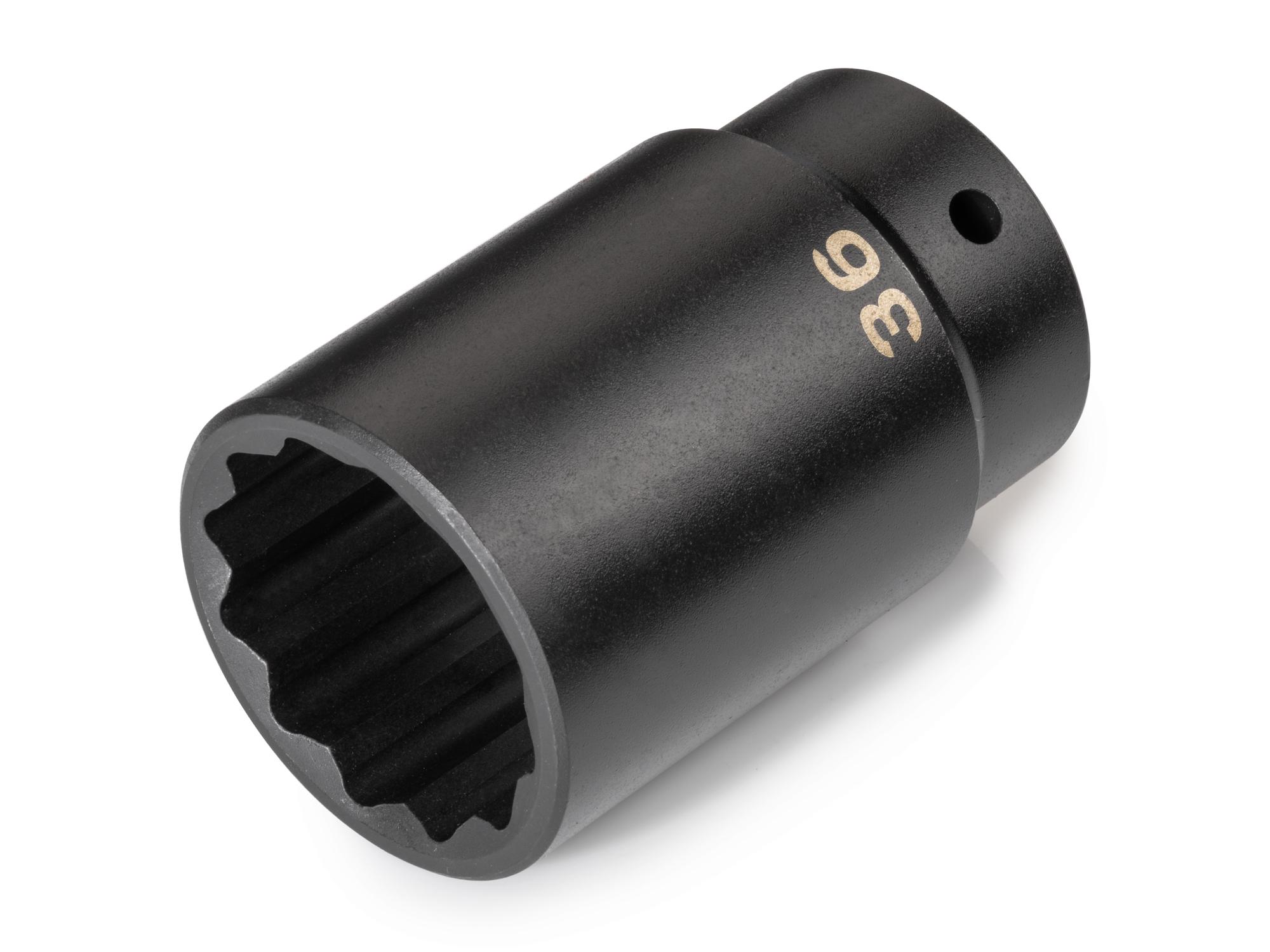 Front-right angle view of Tekton impact drive 12-point socket. Item #SID23336