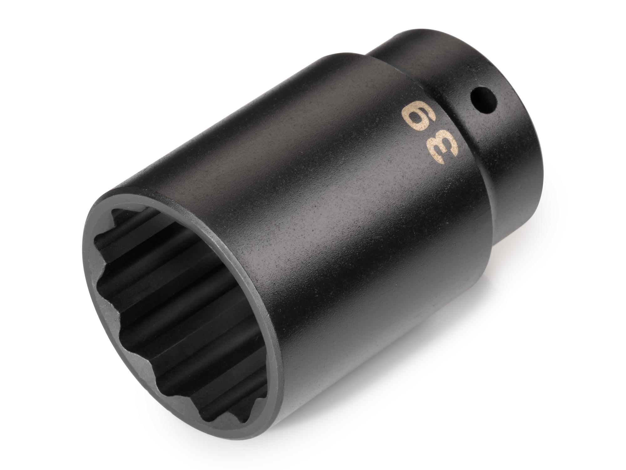 Front-right angle view of Tekton impact drive 12-point socket. Item #SID23339