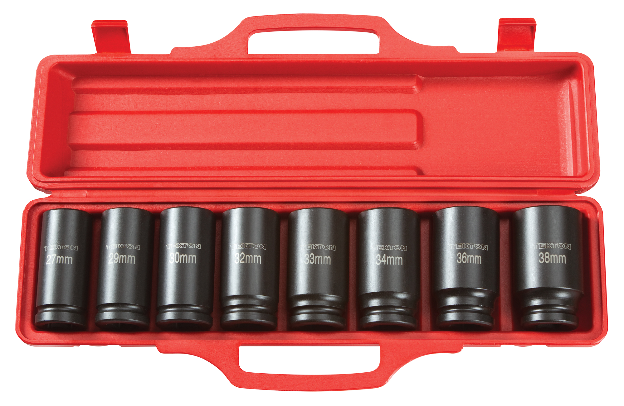 TEKTON 3/4 Inch Drive Deep 6-Point Impact Socket Set with Case, 8-Piece (27-38 mm)