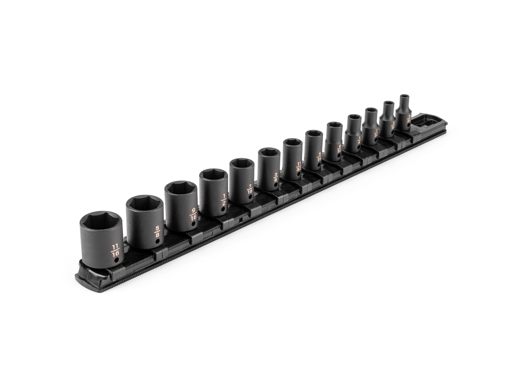 TEKTON 1/4 Inch Drive 6-Point Impact Socket Set with Rail, 13-Piece (5/32-11/16 in.)