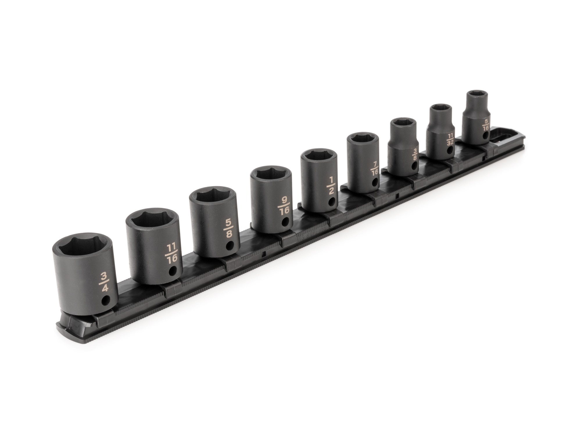 TEKTON 3/8 Inch Drive 6-Point Impact Socket Set with Rail, 9-Piece (5/16-3/4 in.)