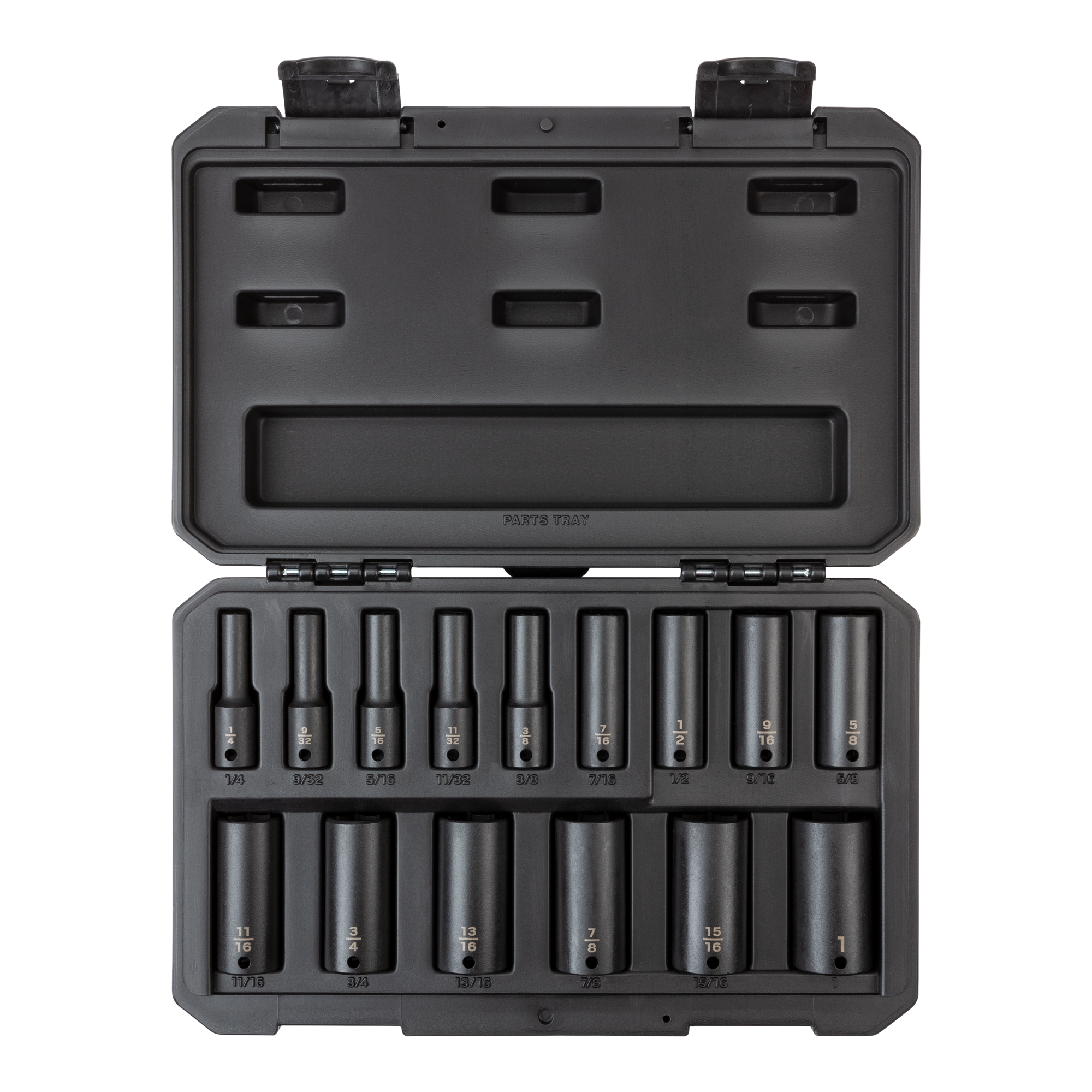 3/8 Inch Drive Deep 6-Point Impact Socket Set with Case (15-Piece)