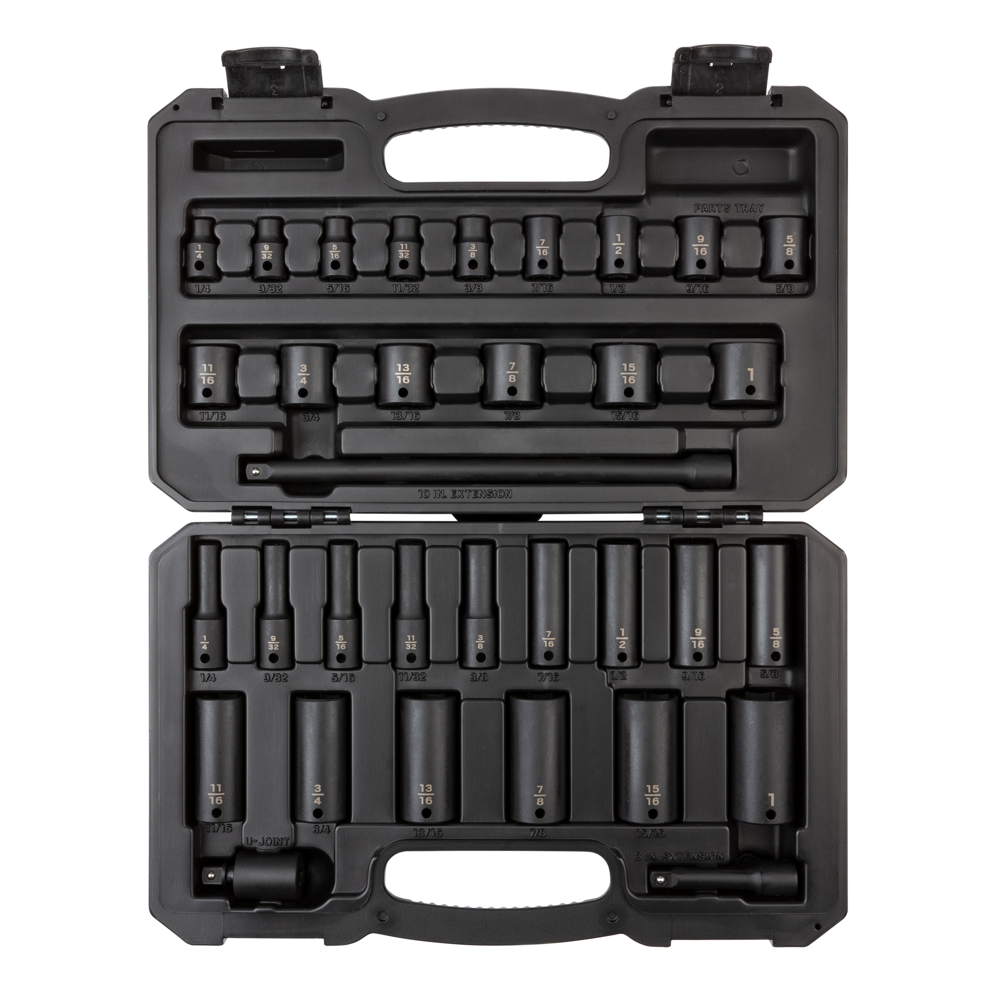 3/8 Inch Drive 6-Point Impact Socket Set with Case (33-Piece)