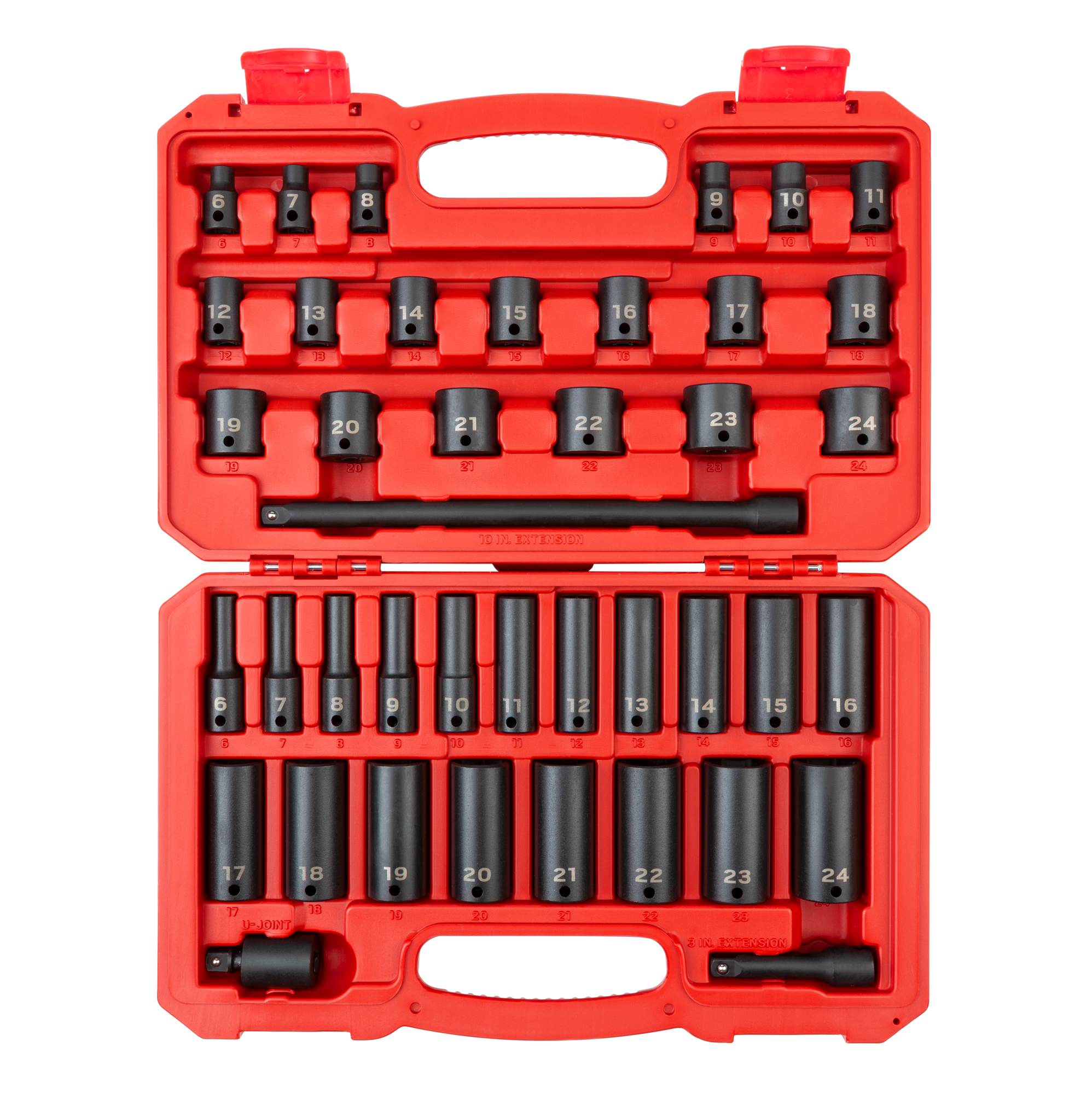 TEKTON 3/8 Inch Drive 6-Point Impact Socket Set with Case, 41-Piece (6-24 mm)