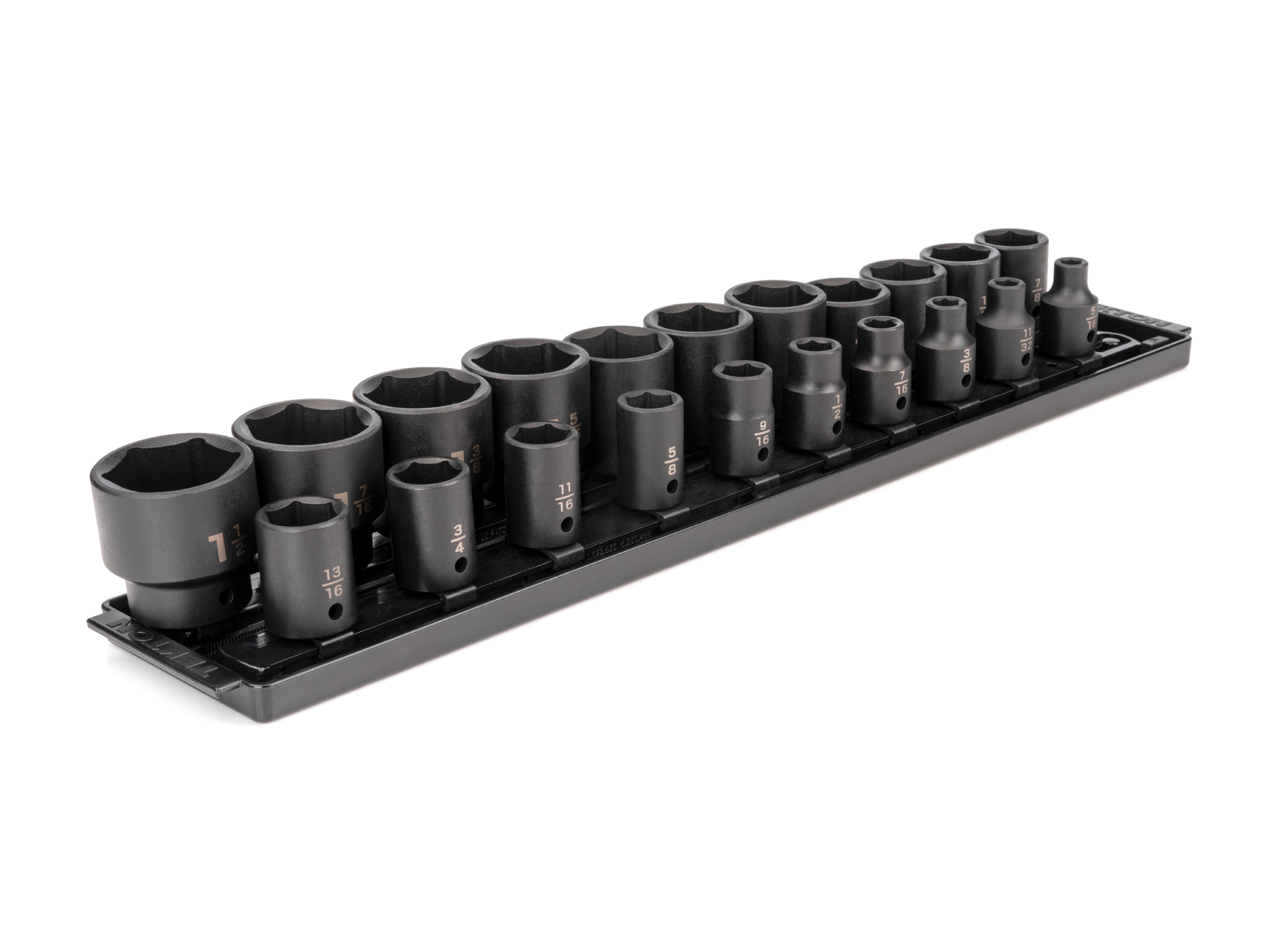 TEKTON 1/2 Inch Drive 6-Point Impact Socket Set with Rails and Tray, 21-Piece (5/16 - 1-1/2 in.)