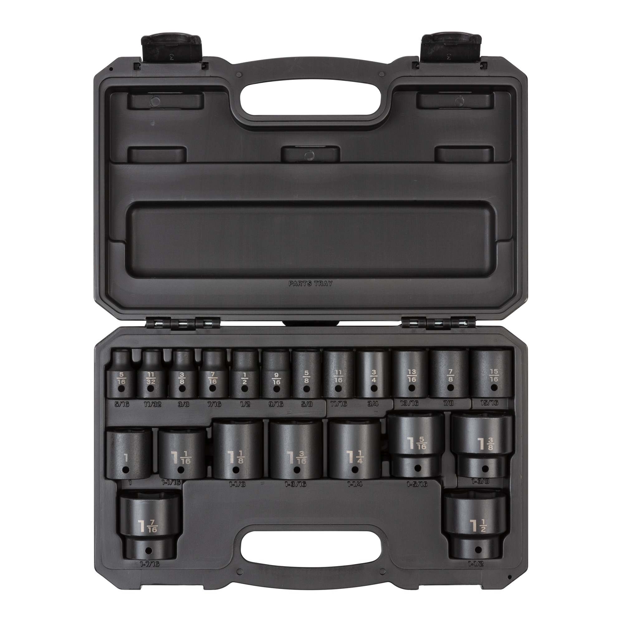 1/2 Inch Drive 6-Point Impact Socket Set with Case (21-Piece)