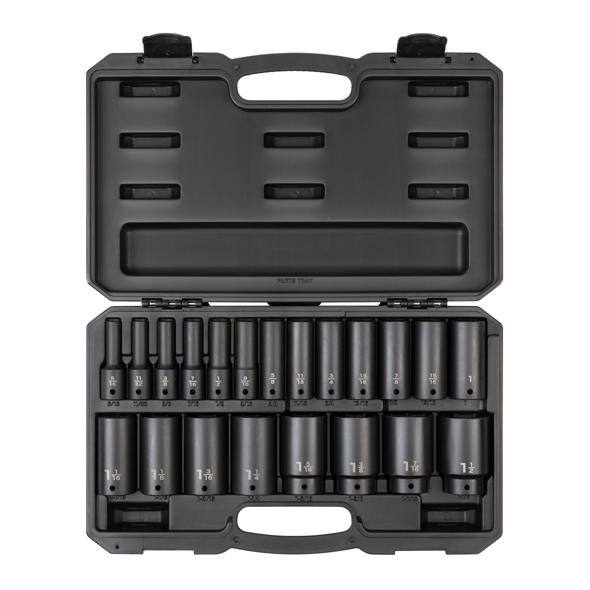 1/2 Inch Drive Deep 6-Point Impact Socket Set with Case (21-Piece)