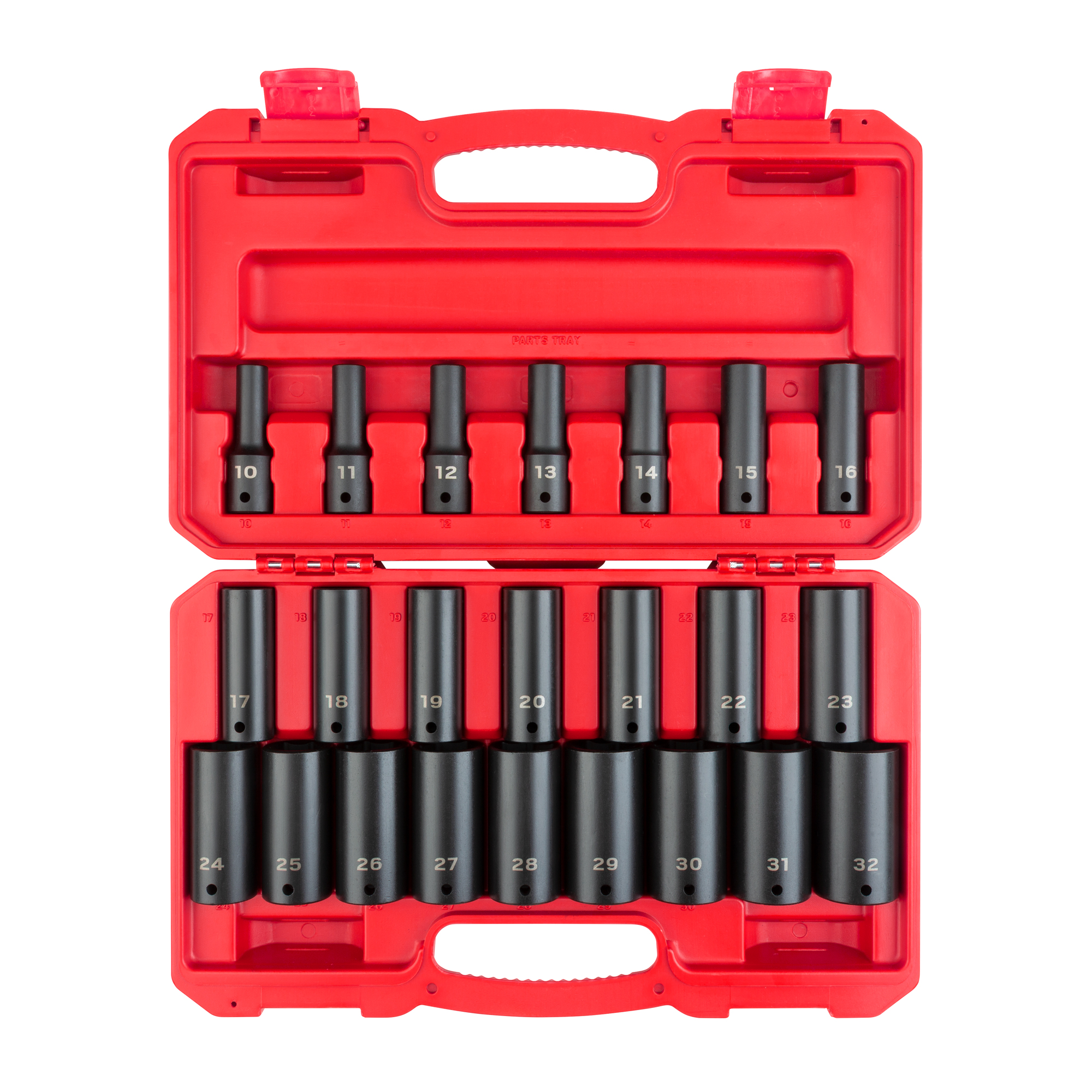 TEKTON 1/2 Inch Drive Deep 6-Point Impact Socket Set with Case, 23-Piece (10-32 mm)