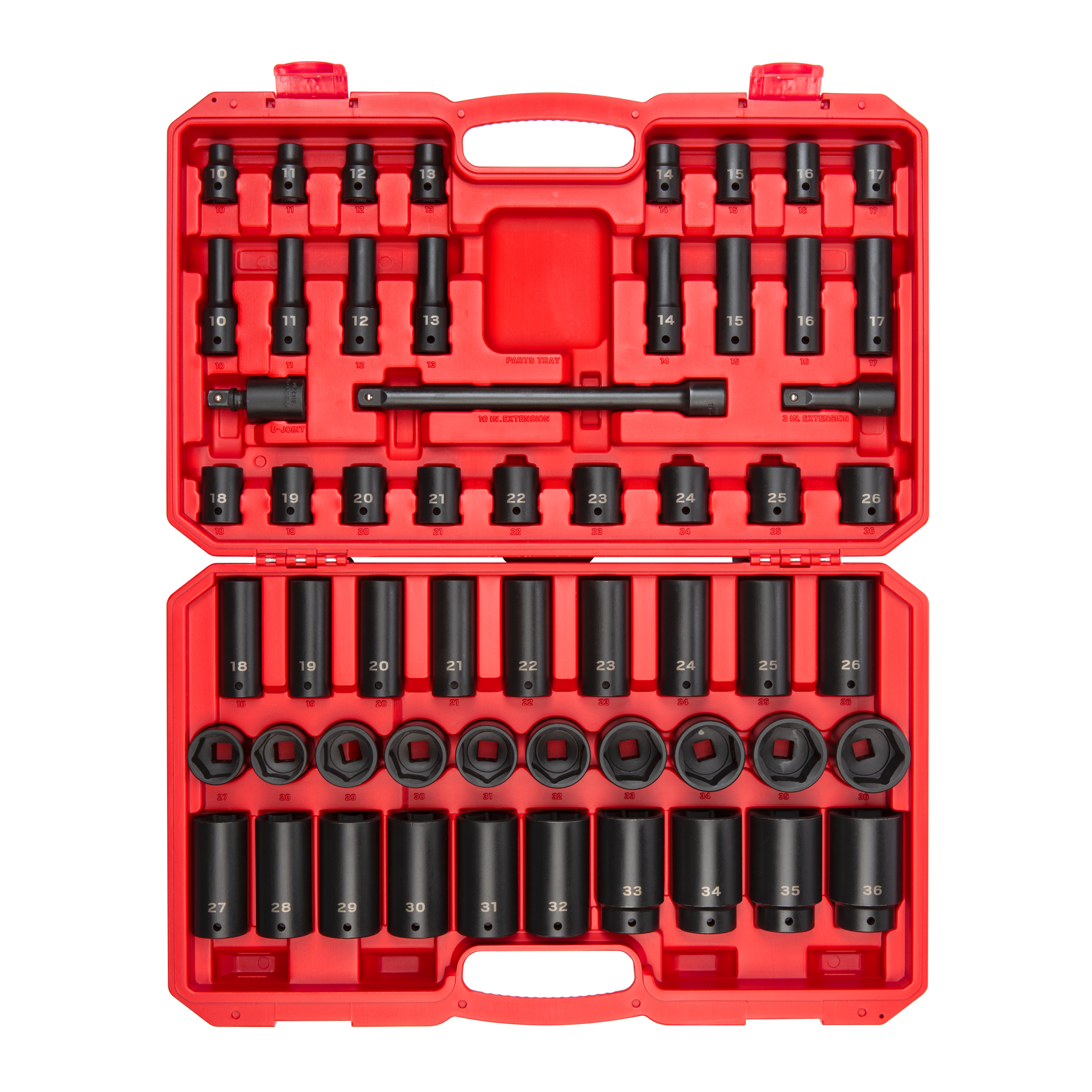 1/2 Inch Drive 6-Point Impact Socket Set with Case (57-Piece)