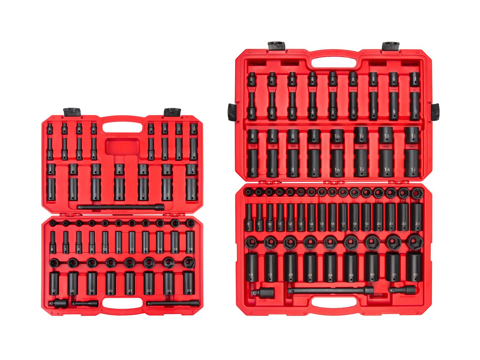 Front view of Tekton case Impact Drive 6-Point Socket set. Item #SID99401