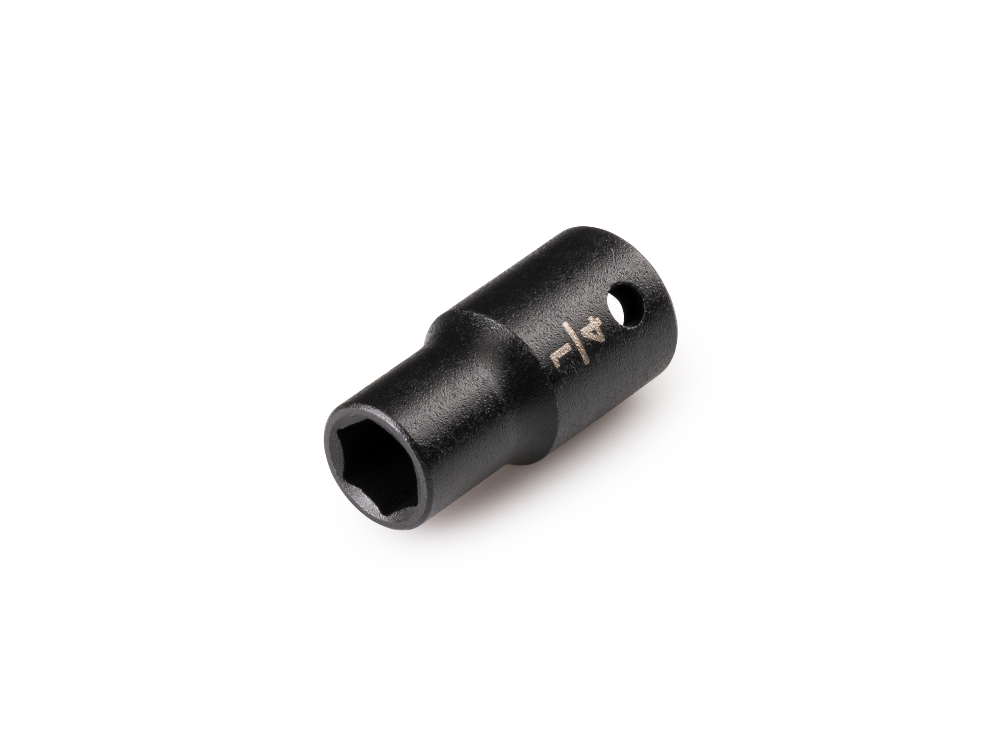 Size: 1/4 inch (SAE) 6-point impact socket. Has a high-visibility laser etched size marking and a permanent stamped size marking. SID02006.