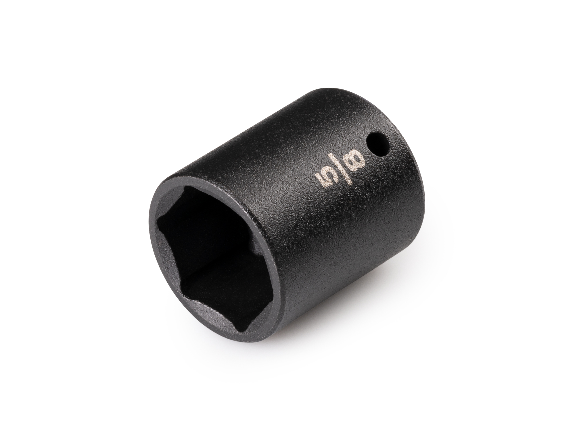 Size: 5/8 inch (SAE) 6-point impact socket. Has a high-visibility laser etched size marking and a permanent stamped size marking. SID02016.