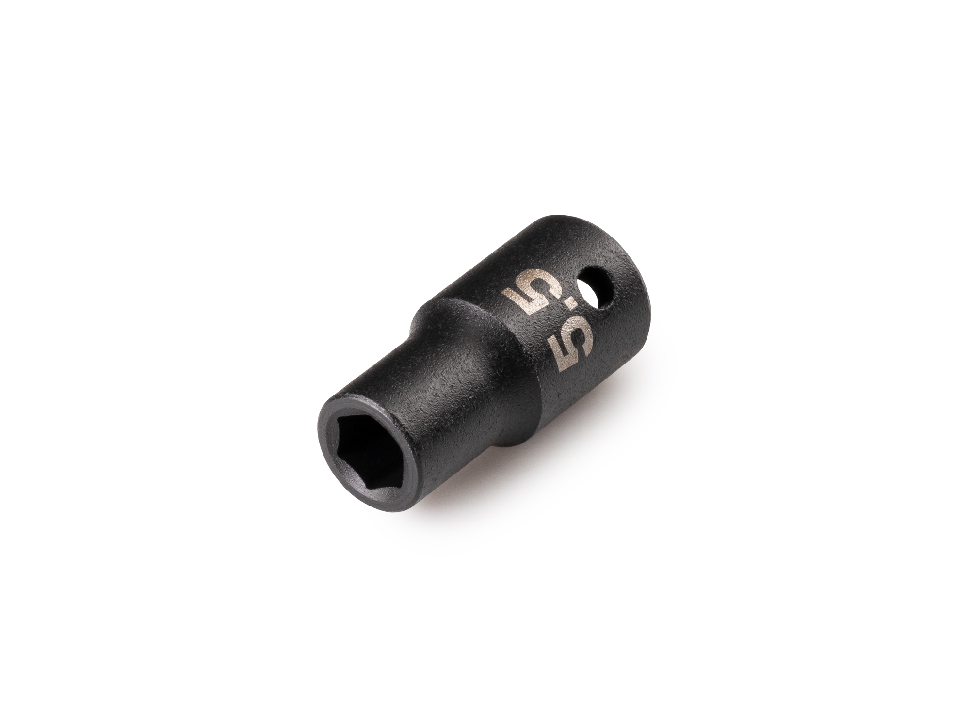 Size: 5.5 mm (metric) 6-point impact socket. Has a high-visibility laser etched size marking and a permanent stamped size marking. SID02105.