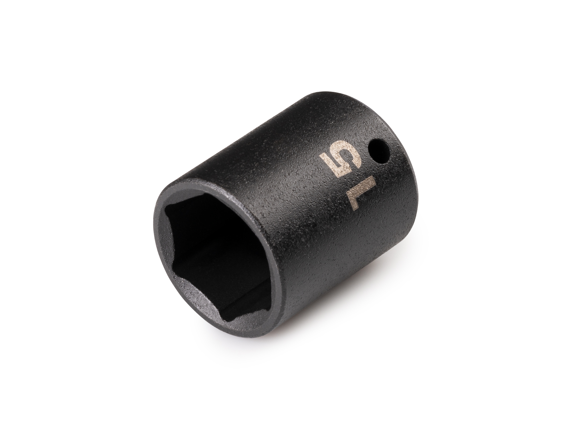 Size: 15 mm (metric) 6-point impact socket. Has a high-visibility laser etched size marking and a permanent stamped size marking. SID02115.