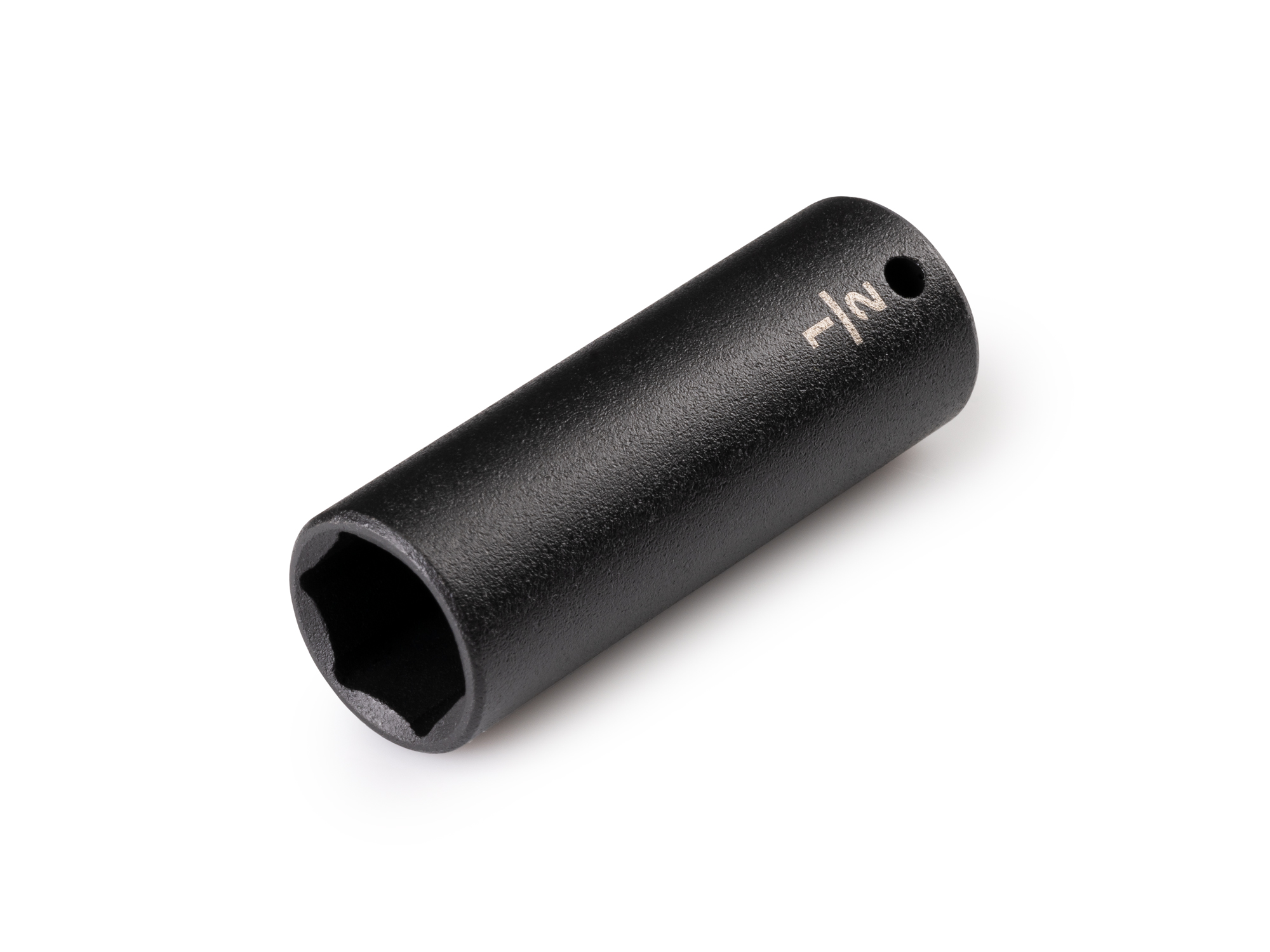 Size: 1/2 inch (SAE) deep 6-point impact socket. Has a high-visibility laser etched size marking and a permanent stamped size marking. SID03013.