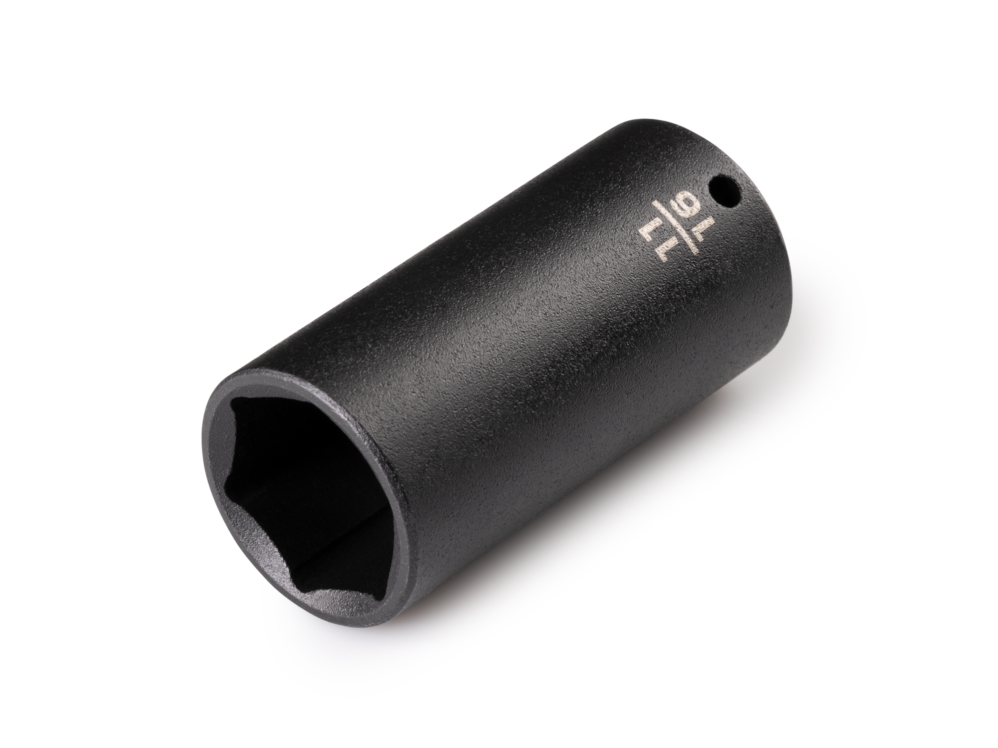 Size: 11/16 inch (SAE) deep 6-point impact socket. Has a high-visibility laser etched size marking and a permanent stamped size marking. SID03017.