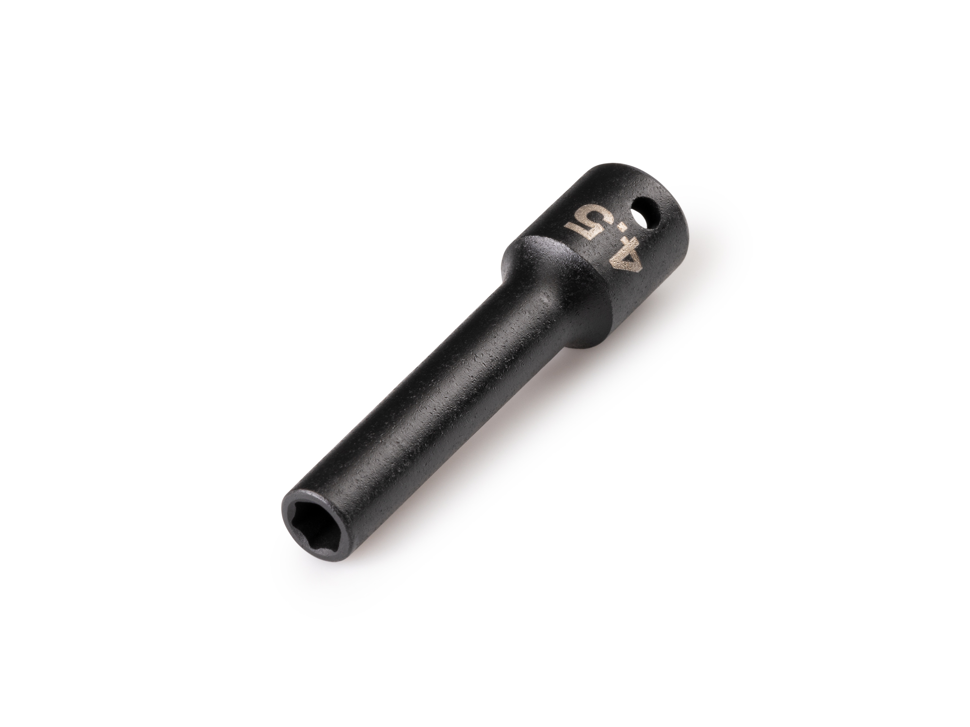 Size: 4.5 mm (metric) deep 6-point impact socket. Has a high-visibility laser etched size marking and a permanent stamped size marking. SID03103.