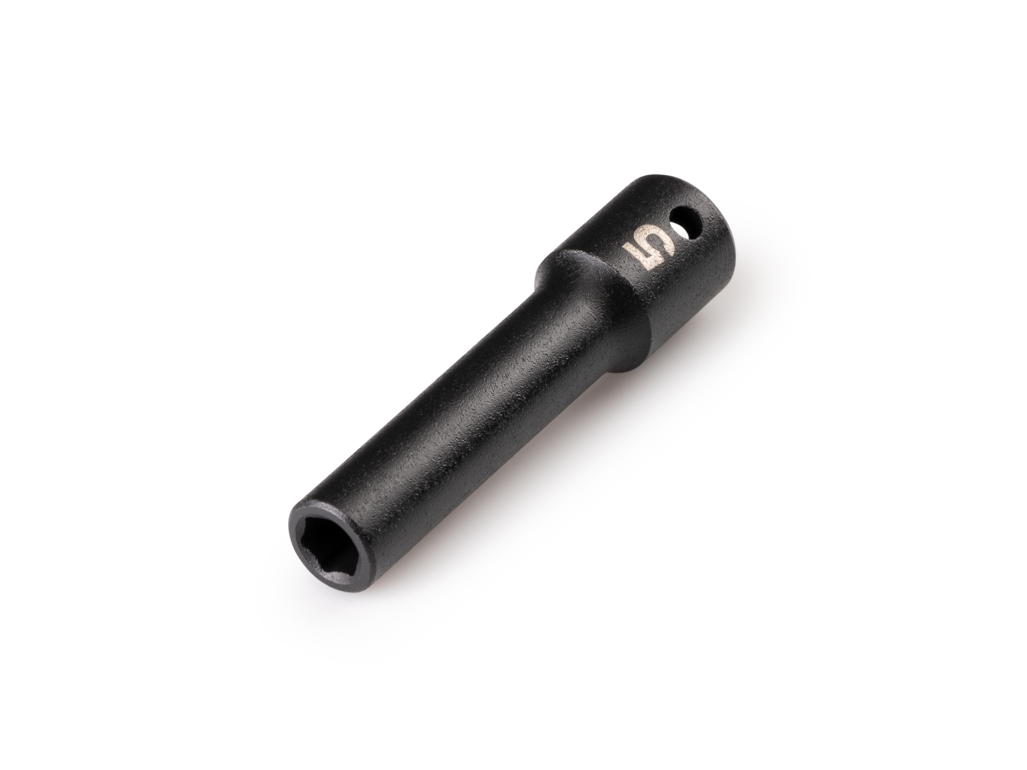 Size: 5 mm (metric) deep 6-point impact socket. Has a high-visibility laser etched size marking and a permanent stamped size marking. SID03104.