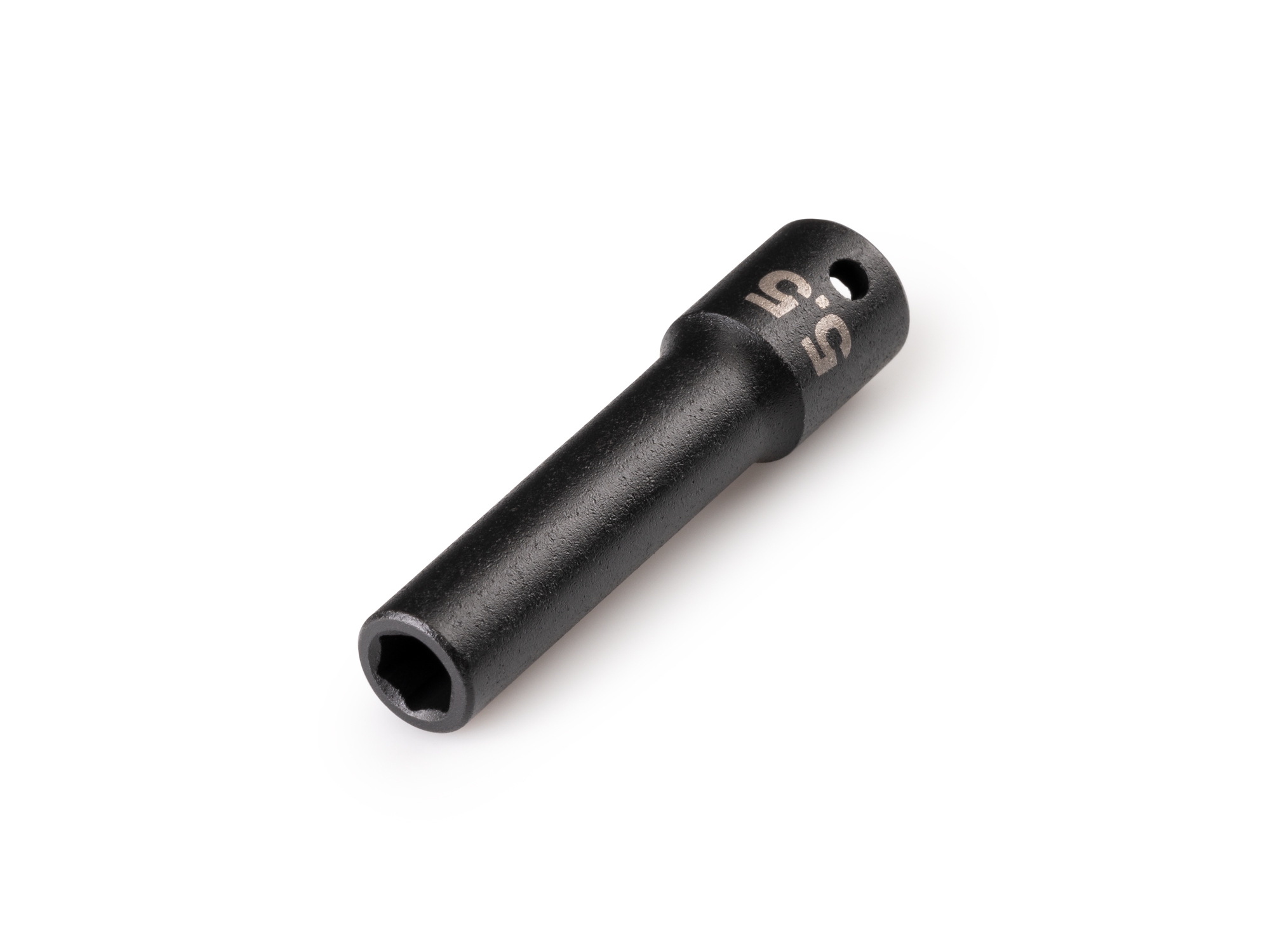 Size: 5.5 mm (metric) deep 6-point impact socket. Has a high-visibility laser etched size marking and a permanent stamped size marking. SID03105.