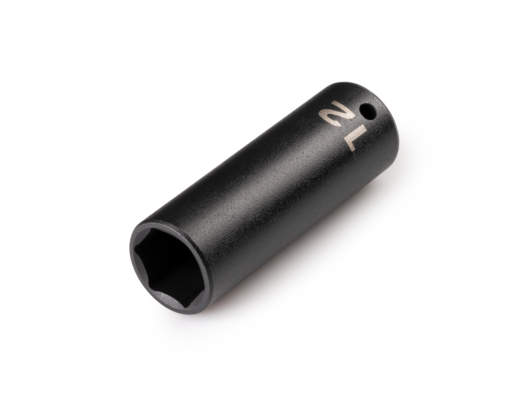 Size: 12 mm (metric) deep 6-point impact socket. Has a high-visibility laser etched size marking and a permanent stamped size marking. SID03112.