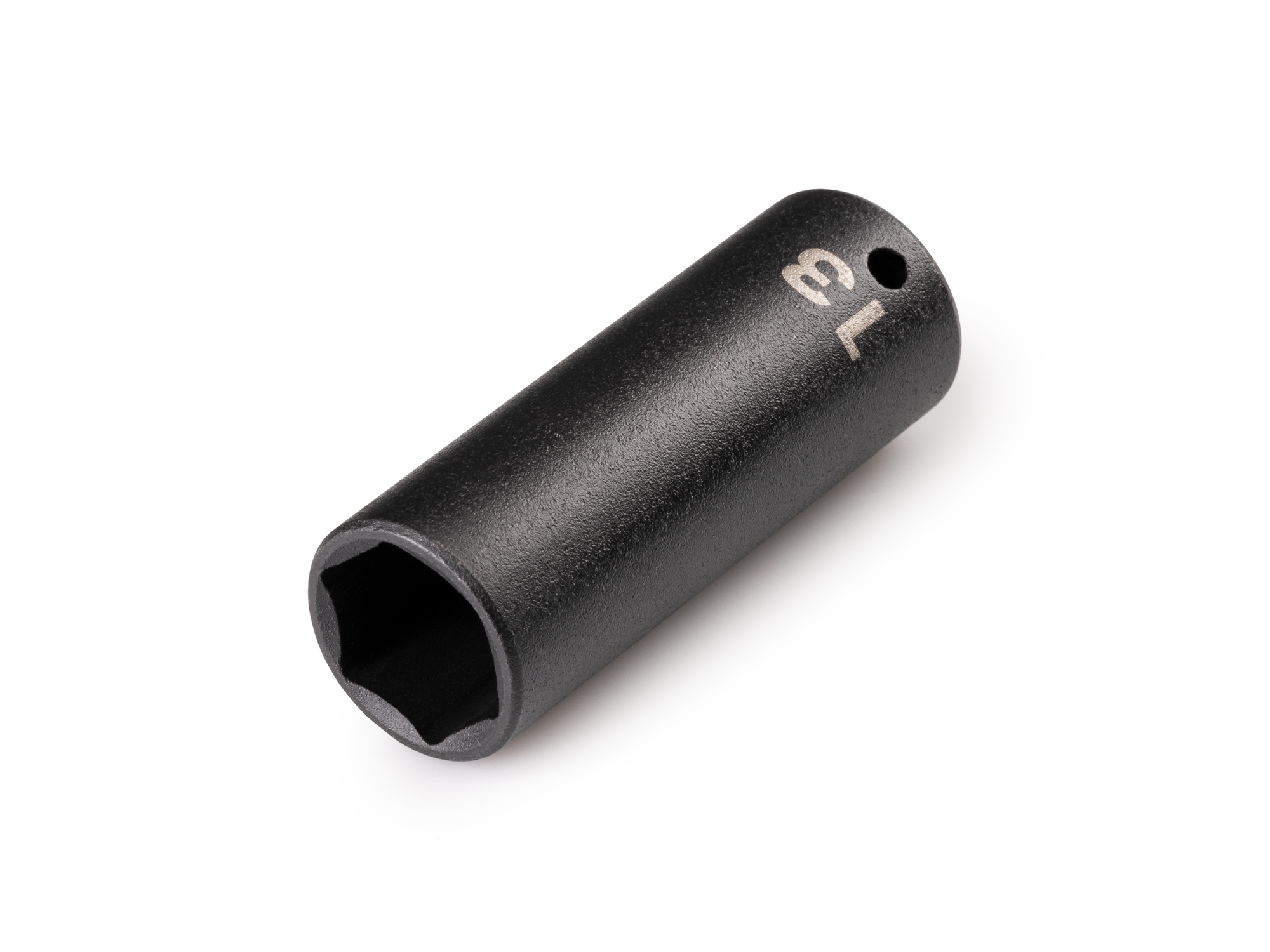 Size: 13 mm (metric) deep 6-point impact socket. Has a high-visibility laser etched size marking and a permanent stamped size marking. SID03113.