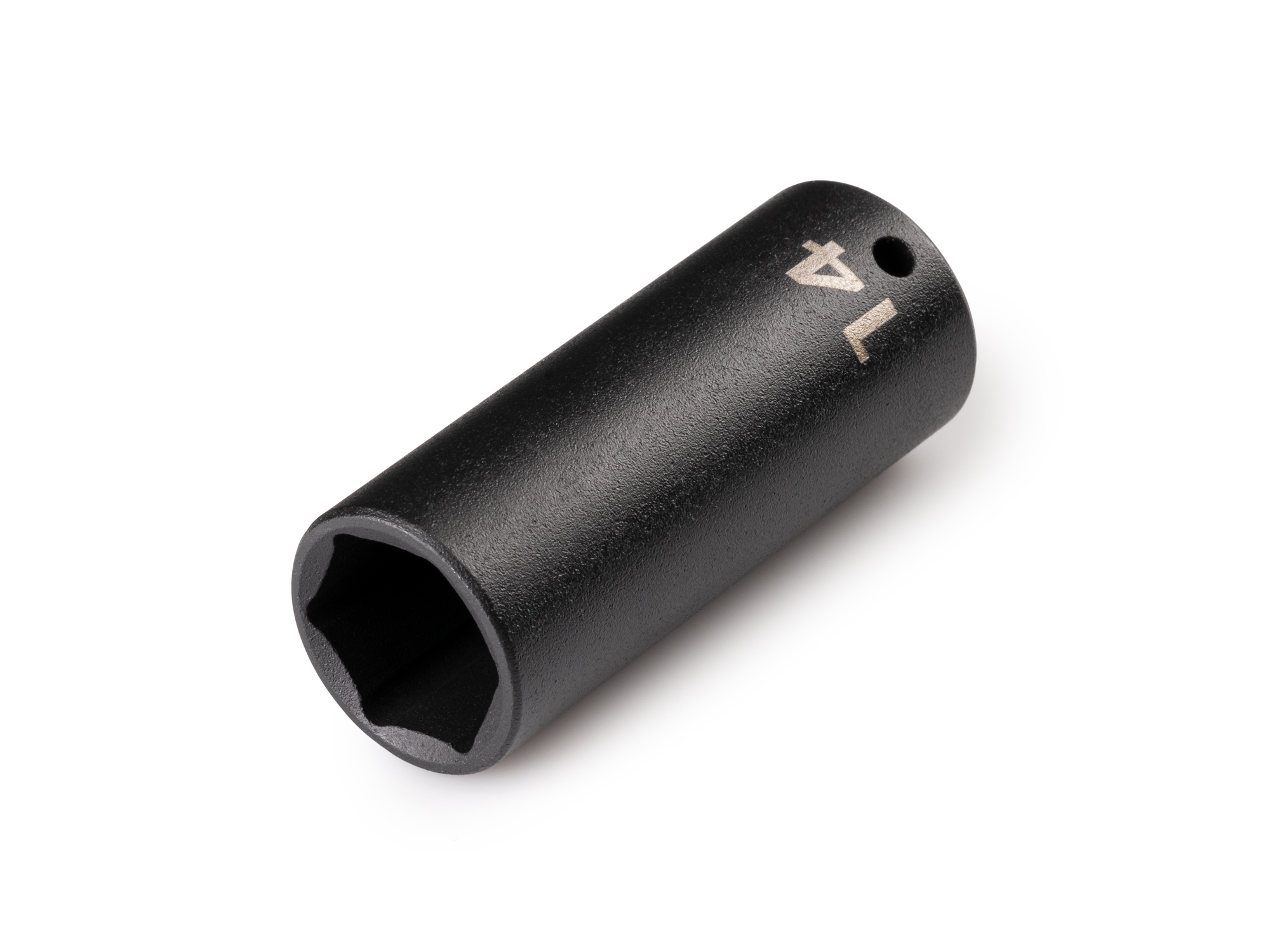 Size: 14 mm (metric) deep 6-point impact socket. Has a high-visibility laser etched size marking and a permanent stamped size marking. SID03114.