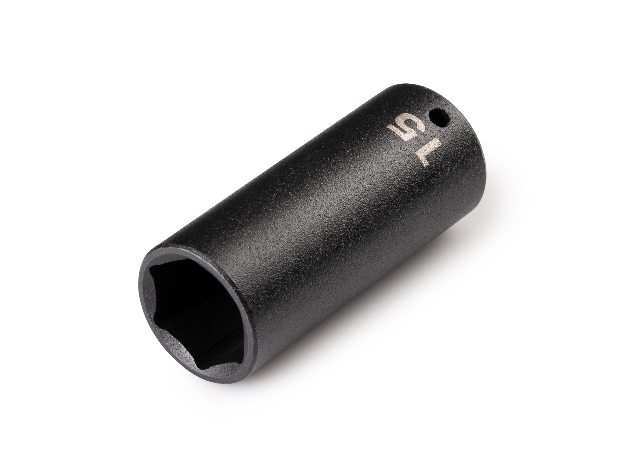 Size: 15 mm (metric) deep 6-point impact socket. Has a high-visibility laser etched size marking and a permanent stamped size marking. SID03115.