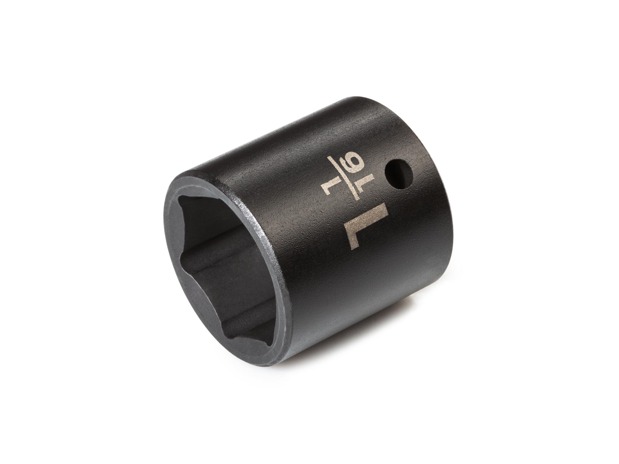 Front-right angle view of Tekton impact drive 6-point socket. Item #SID22027