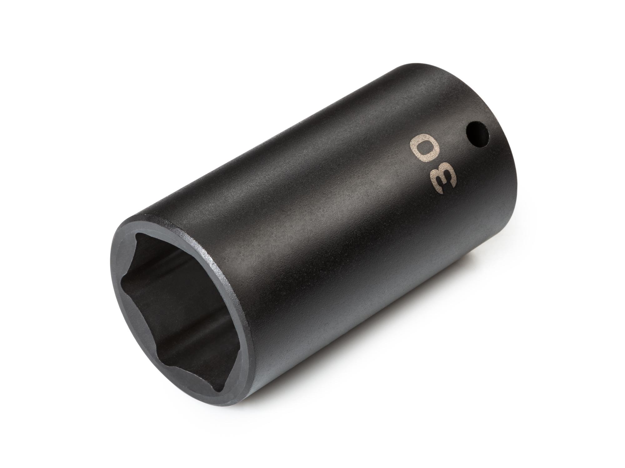 Front-right angle view of Tekton impact drive 6-point socket. Item #SID23130