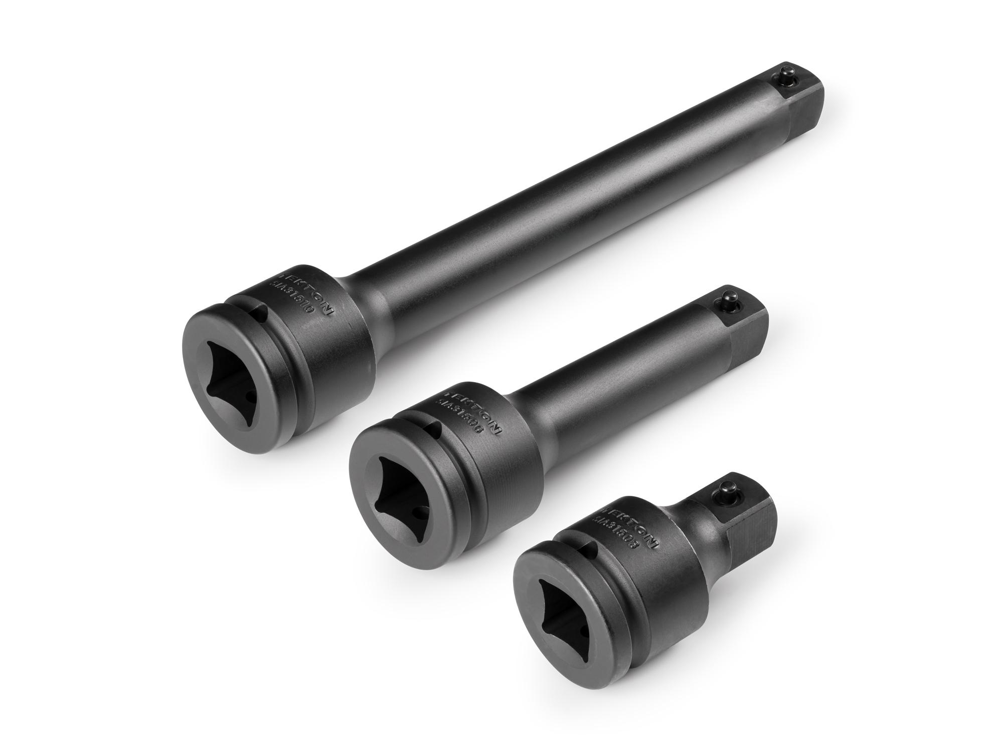 Front-right angle view of Tekton 3, 6, 10 inch impact drive accessory set. Item #SIA93004